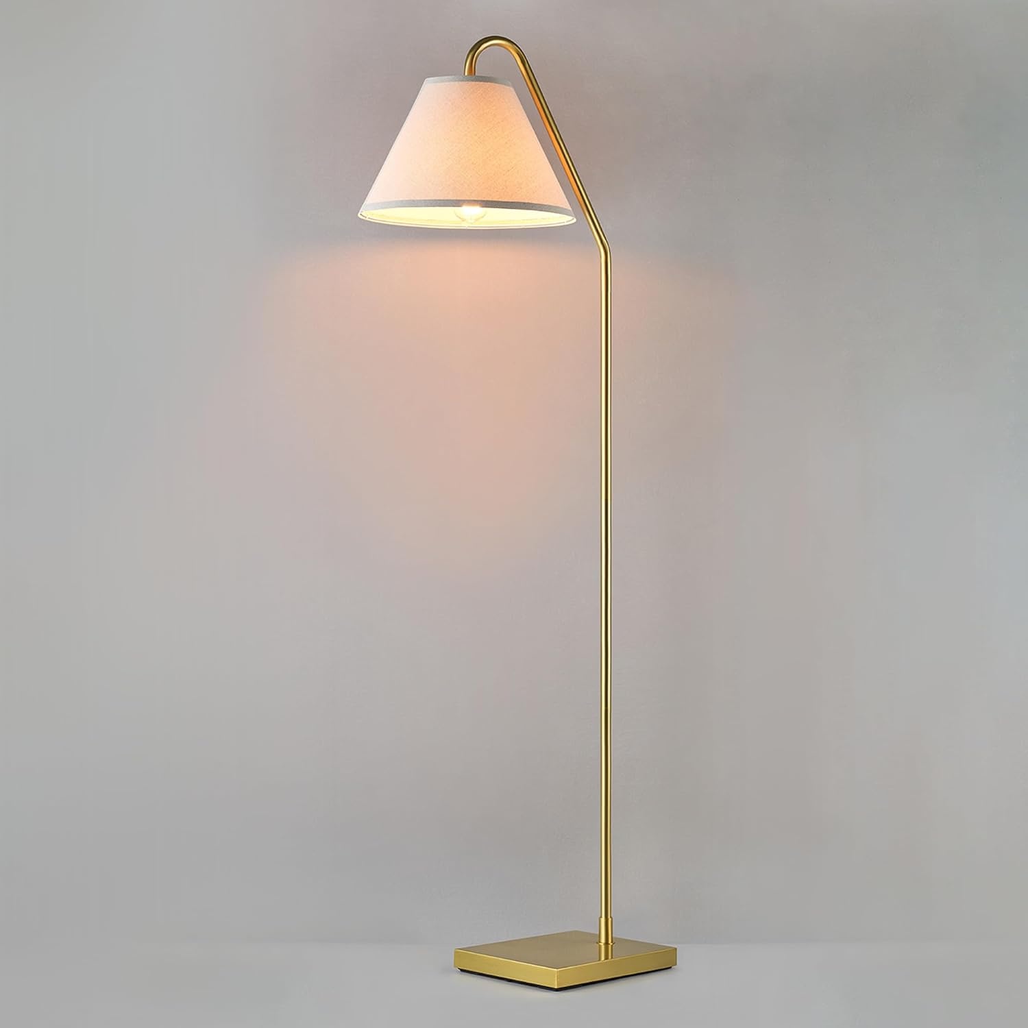 image:imageGlobe Electric 61000150 60 Floor Lamp Antique Brass Finish Beige Fabric Shade MidCentury Modern Standing Lamp E26 Base Sustainable Design for Living Rooms and BedroomsMatte Brass OffWhite Fabric Shade