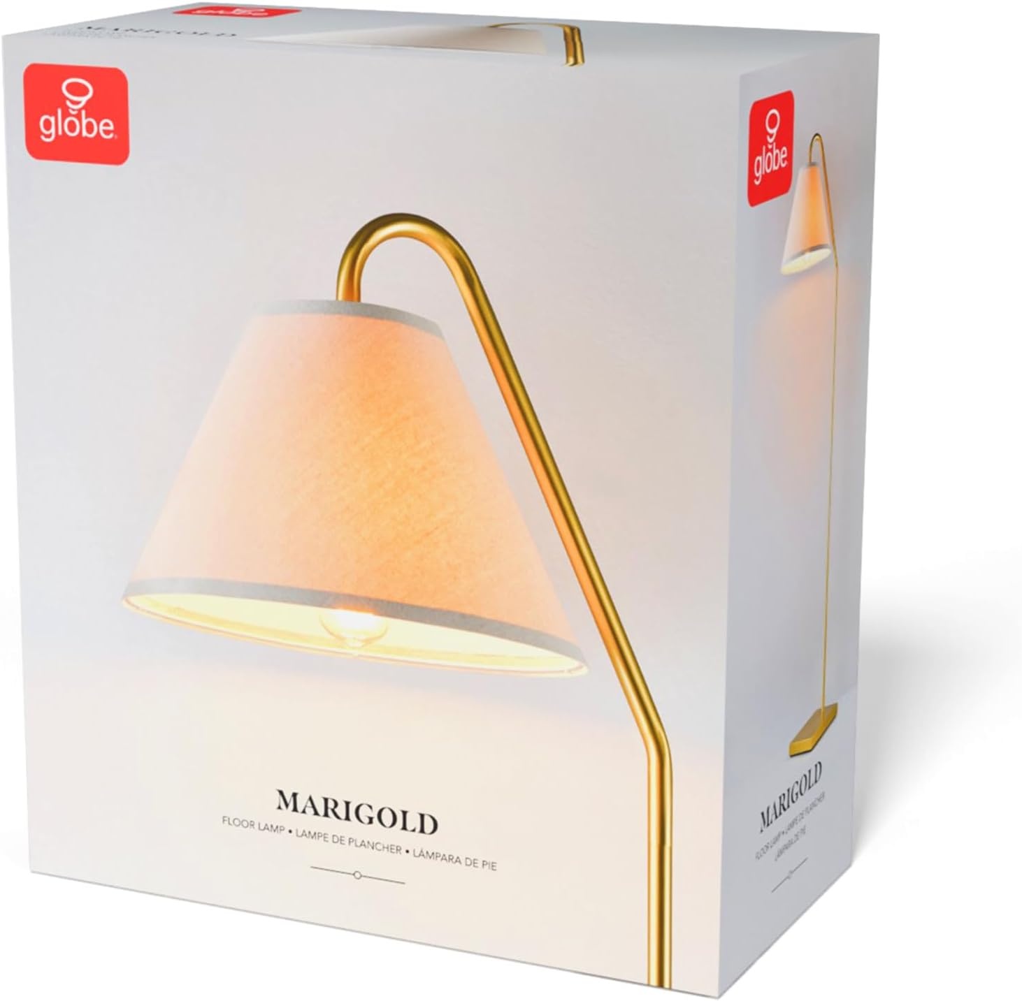 image:imageGlobe Electric 61000150 60 Floor Lamp Antique Brass Finish Beige Fabric Shade MidCentury Modern Standing Lamp E26 Base Sustainable Design for Living Rooms and BedroomsMatte Brass OffWhite Fabric Shade