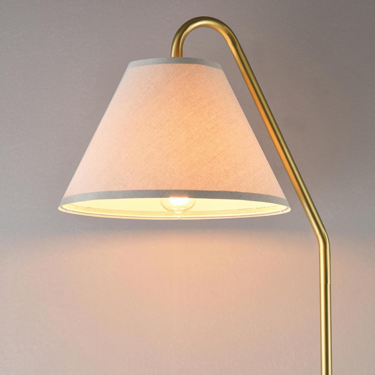 image:imageGlobe Electric 61000150 60 Floor Lamp Antique Brass Finish Beige Fabric Shade MidCentury Modern Standing Lamp E26 Base Sustainable Design for Living Rooms and BedroomsMatte Brass OffWhite Fabric Shade