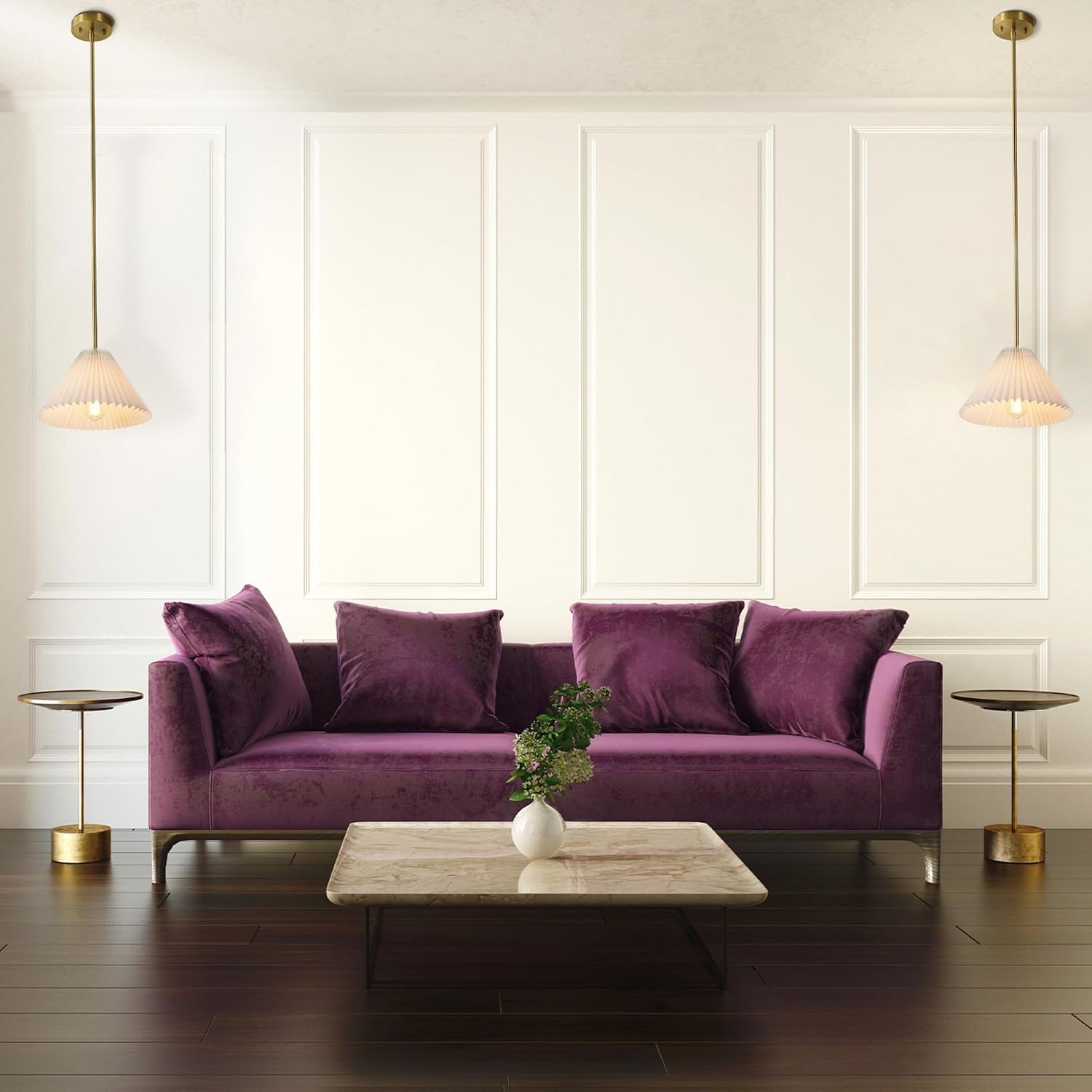 image:imageGlobe Electric 61094 3Light Cascading Pendant Light Chrome Accents White ShadesMatte Brass