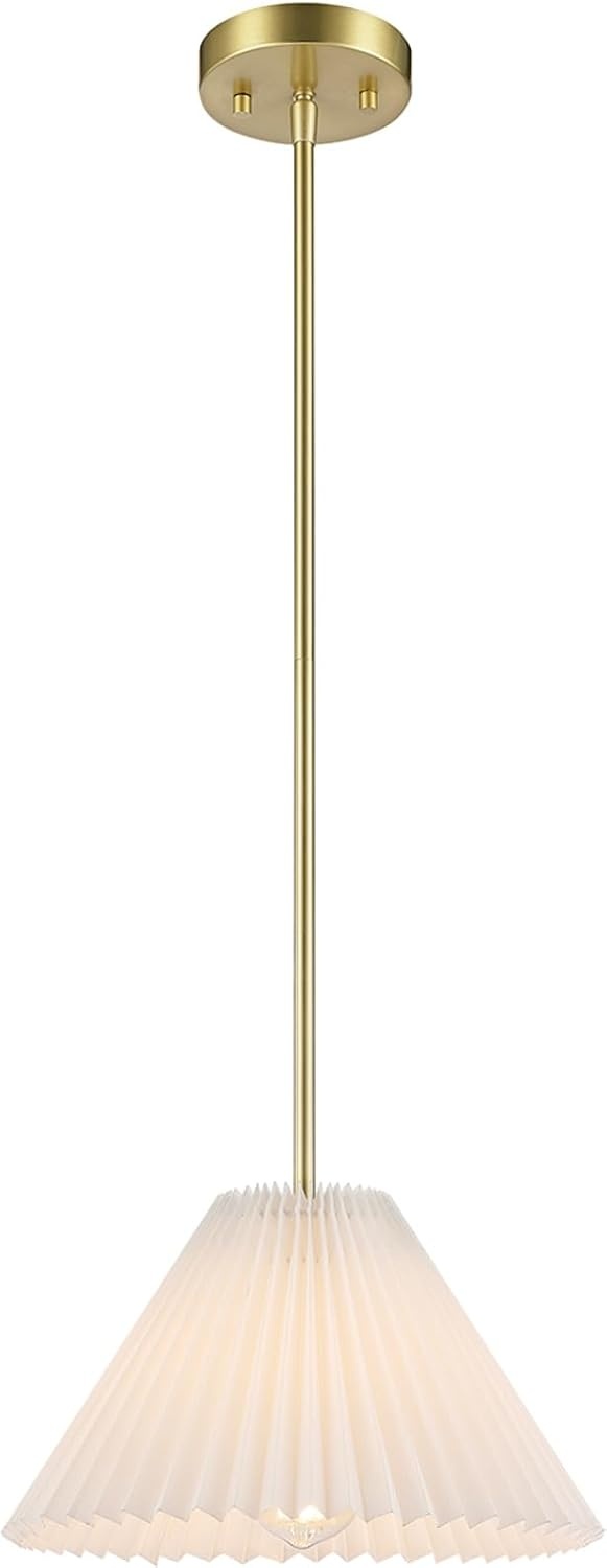 image:imageGlobe Electric 61094 3Light Cascading Pendant Light Chrome Accents White ShadesMatte Brass