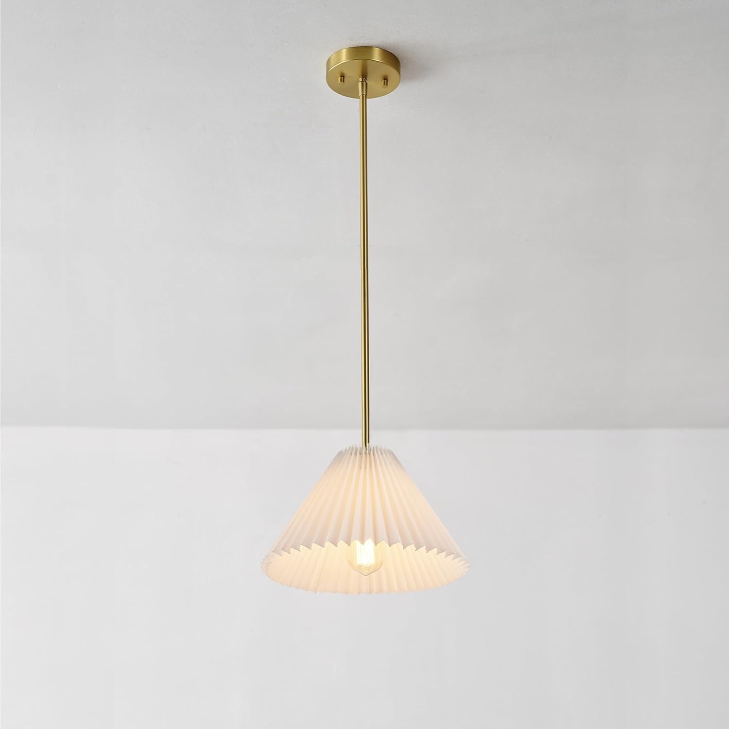 image:imageGlobe Electric 61094 3Light Cascading Pendant Light Chrome Accents White ShadesMatte Brass