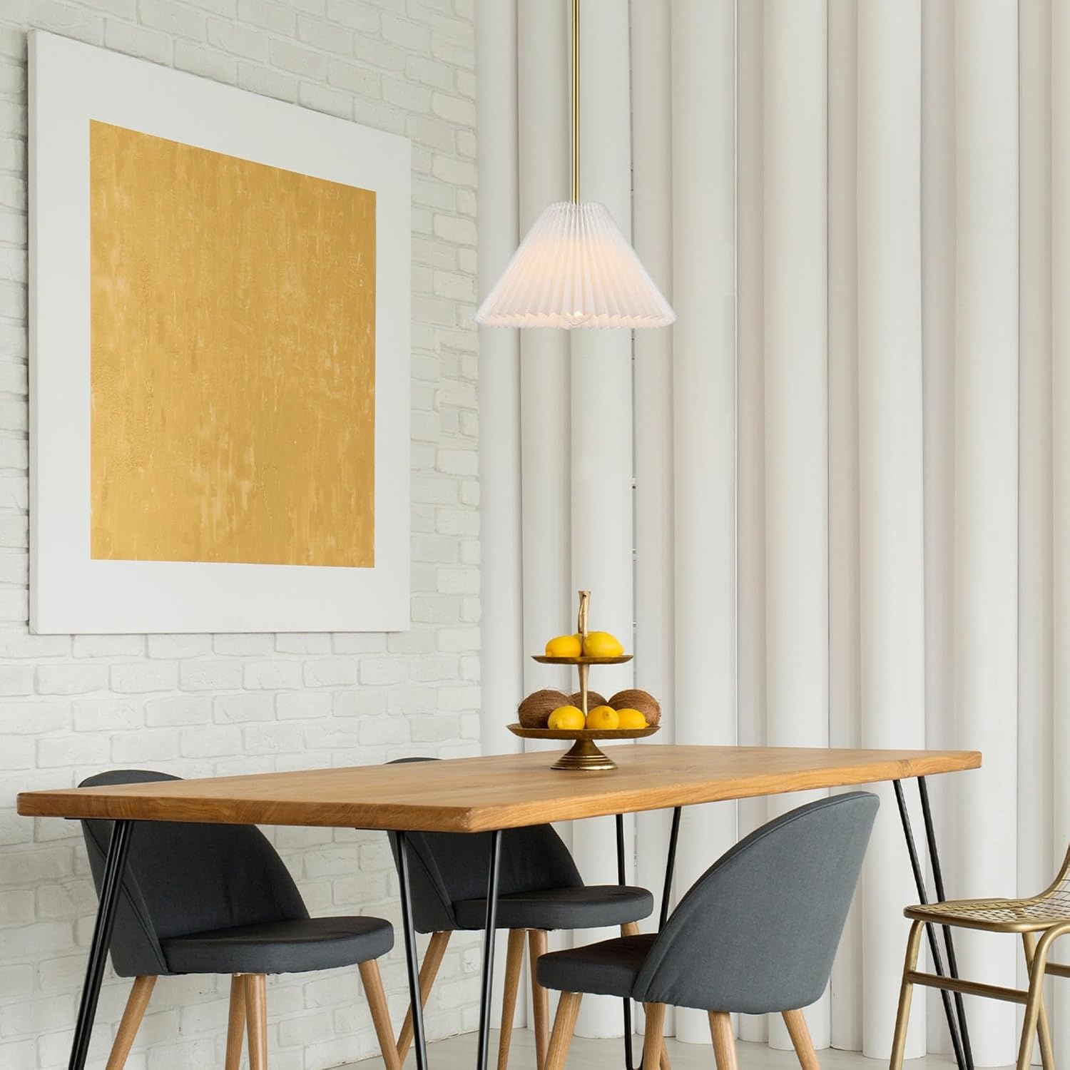 image:imageGlobe Electric 61094 3Light Cascading Pendant Light Chrome Accents White ShadesMatte Brass