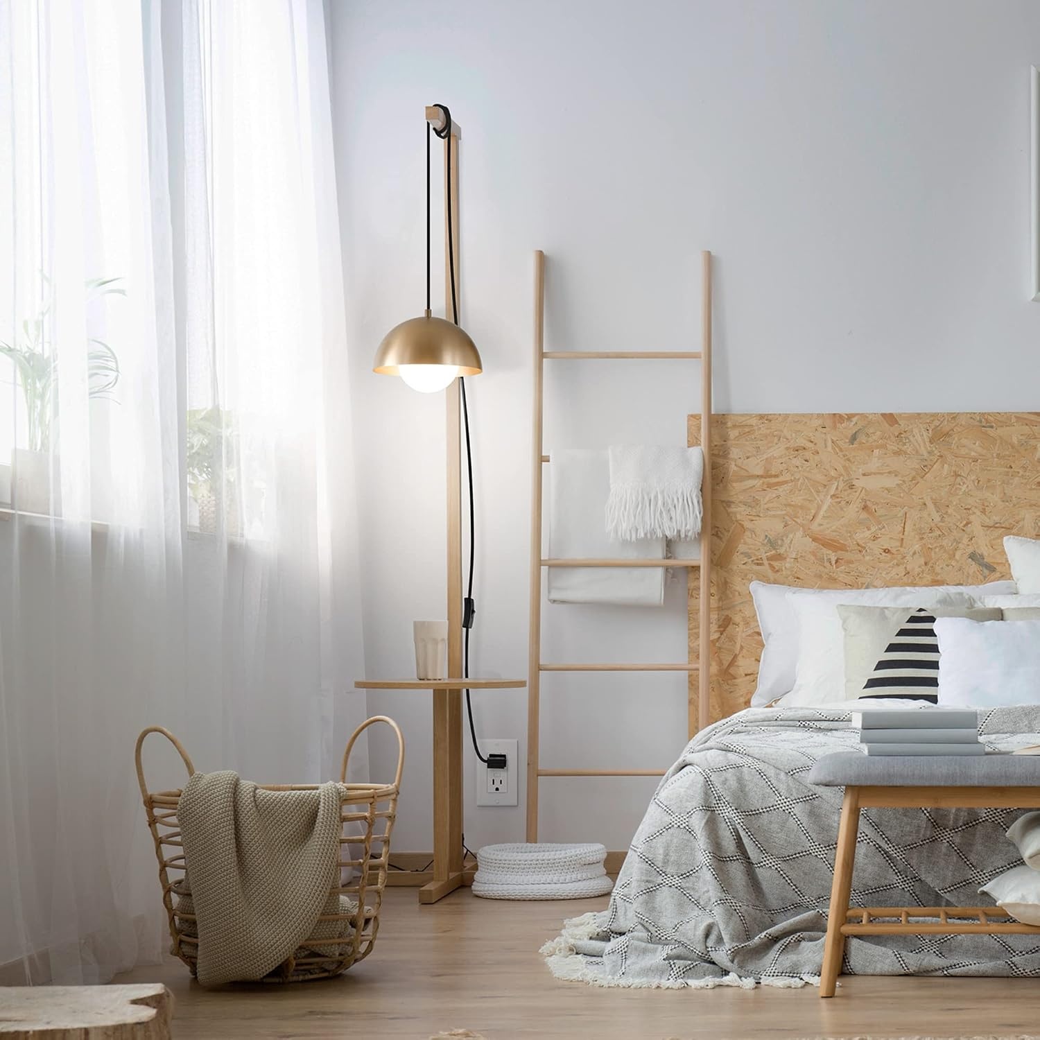 image:imageGlobe Electric 61261 1Light Pendant Lighting Matte Brass Black Cloth Cord 60W Vintage Edison Incandescent Bulb Included E26 Base Socket Kitchen Island Caf Decorative Ceiling Hanging LightAmelia Brass