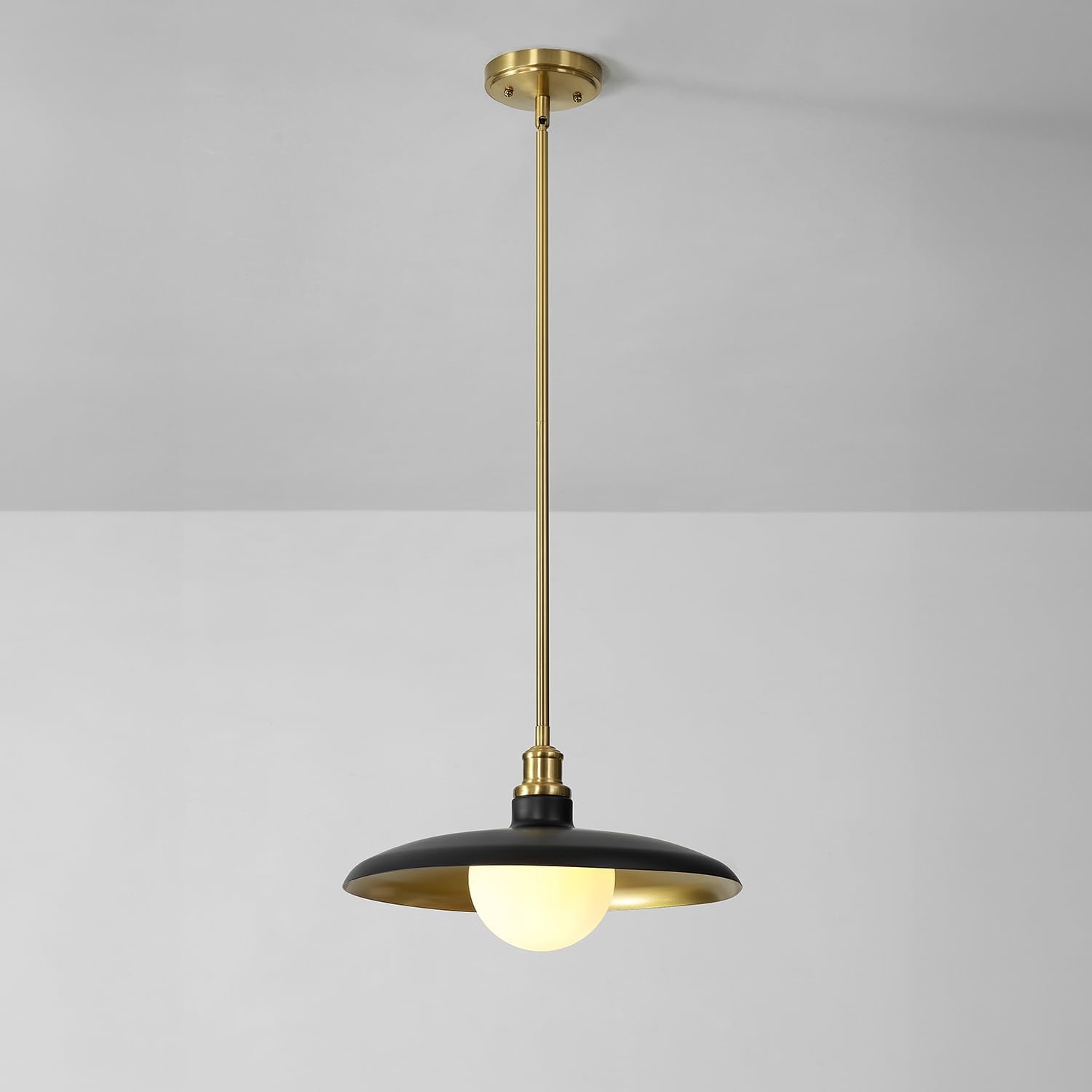 image:imageGlobe Electric 61261 1Light Pendant Lighting Matte Brass Black Cloth Cord 60W Vintage Edison Incandescent Bulb Included E26 Base Socket Kitchen Island Caf Decorative Ceiling Hanging LightMetallic Gray