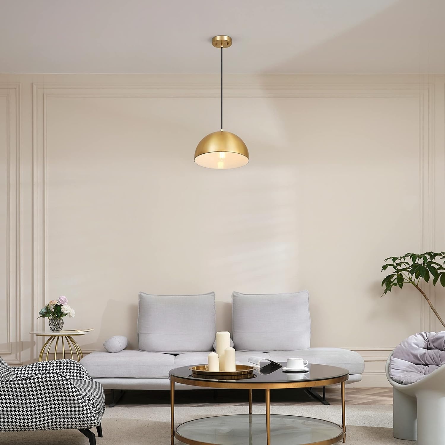 image:imageGlobe Electric 61261 1Light Pendant Lighting Matte Brass Black Cloth Cord 60W Vintage Edison Incandescent Bulb Included E26 Base Socket Kitchen Island Caf Decorative Ceiling Hanging LightHazel