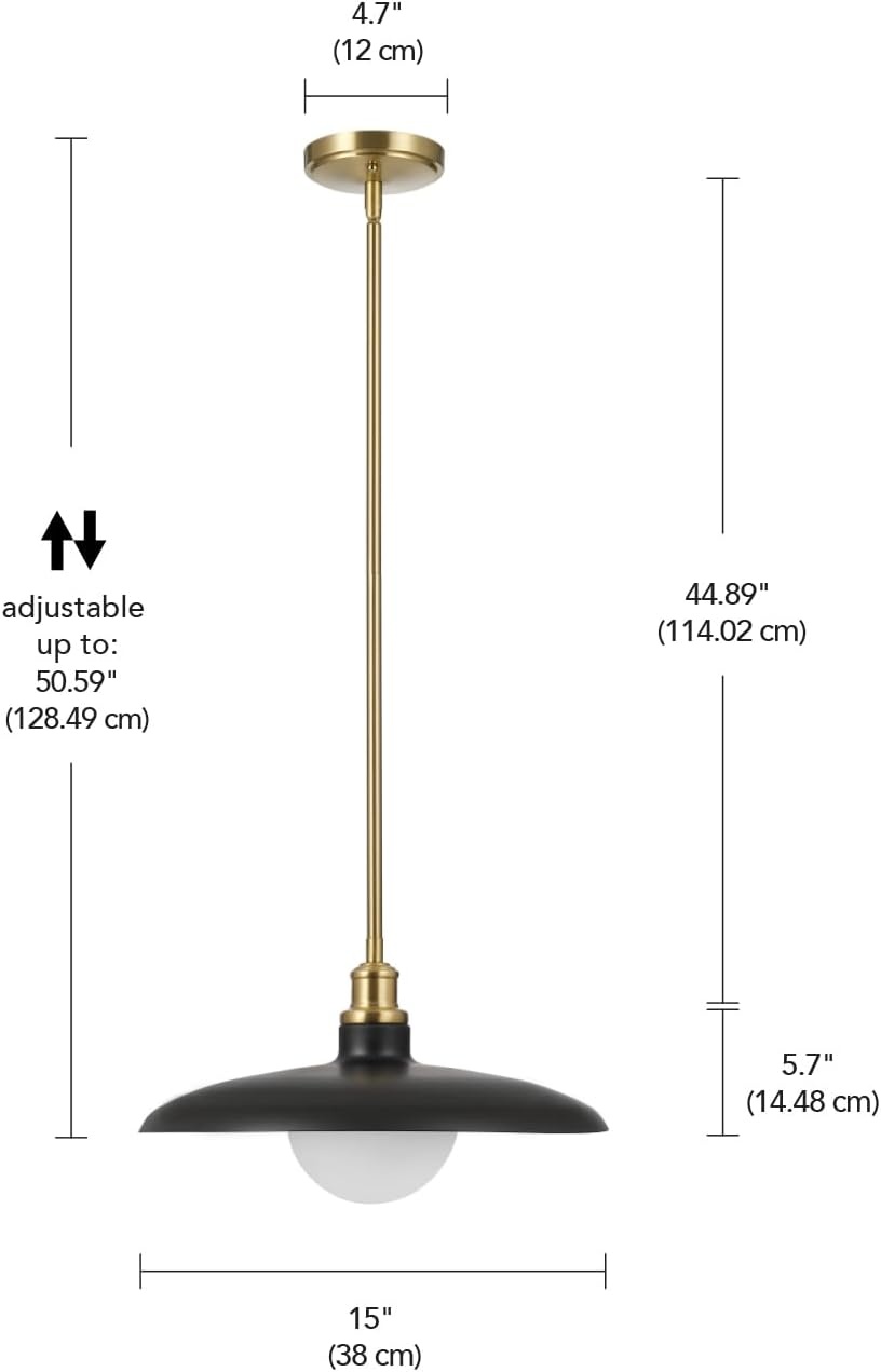 image:imageGlobe Electric 61261 1Light Pendant Lighting Matte Brass Black Cloth Cord 60W Vintage Edison Incandescent Bulb Included E26 Base Socket Kitchen Island Caf Decorative Ceiling Hanging LightMetallic Gray