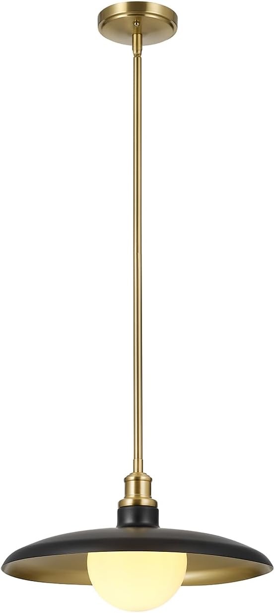 image:imageGlobe Electric 61261 1Light Pendant Lighting Matte Brass Black Cloth Cord 60W Vintage Edison Incandescent Bulb Included E26 Base Socket Kitchen Island Caf Decorative Ceiling Hanging LightMetallic Gray