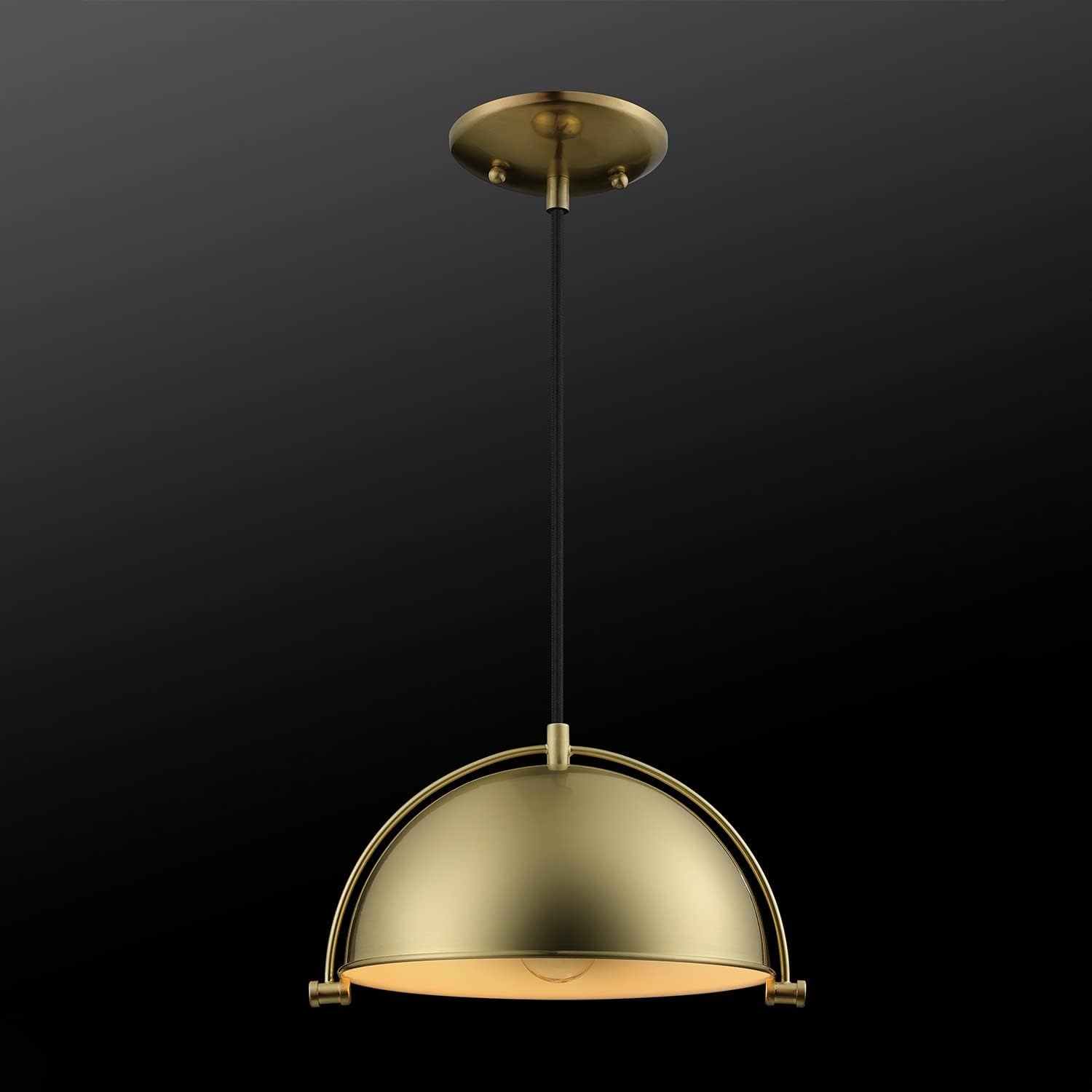 image:imageGlobe Electric 61261 1Light Pendant Lighting Matte Brass Black Cloth Cord 60W Vintage Edison Incandescent Bulb Included E26 Base Socket Kitchen Island Caf Decorative Ceiling Hanging LightDolores