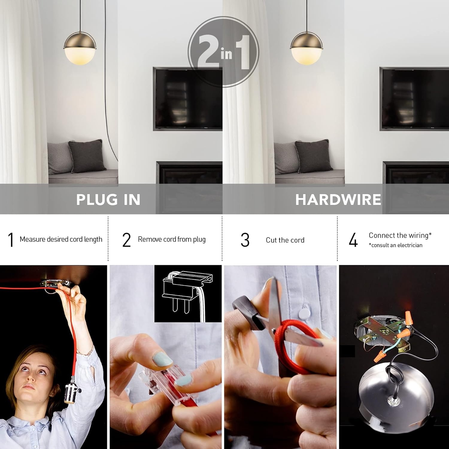 image:imageGlobe Electric 61261 1Light Pendant Lighting Matte Brass Black Cloth Cord 60W Vintage Edison Incandescent Bulb Included E26 Base Socket Kitchen Island Caf Decorative Ceiling Hanging LightYork