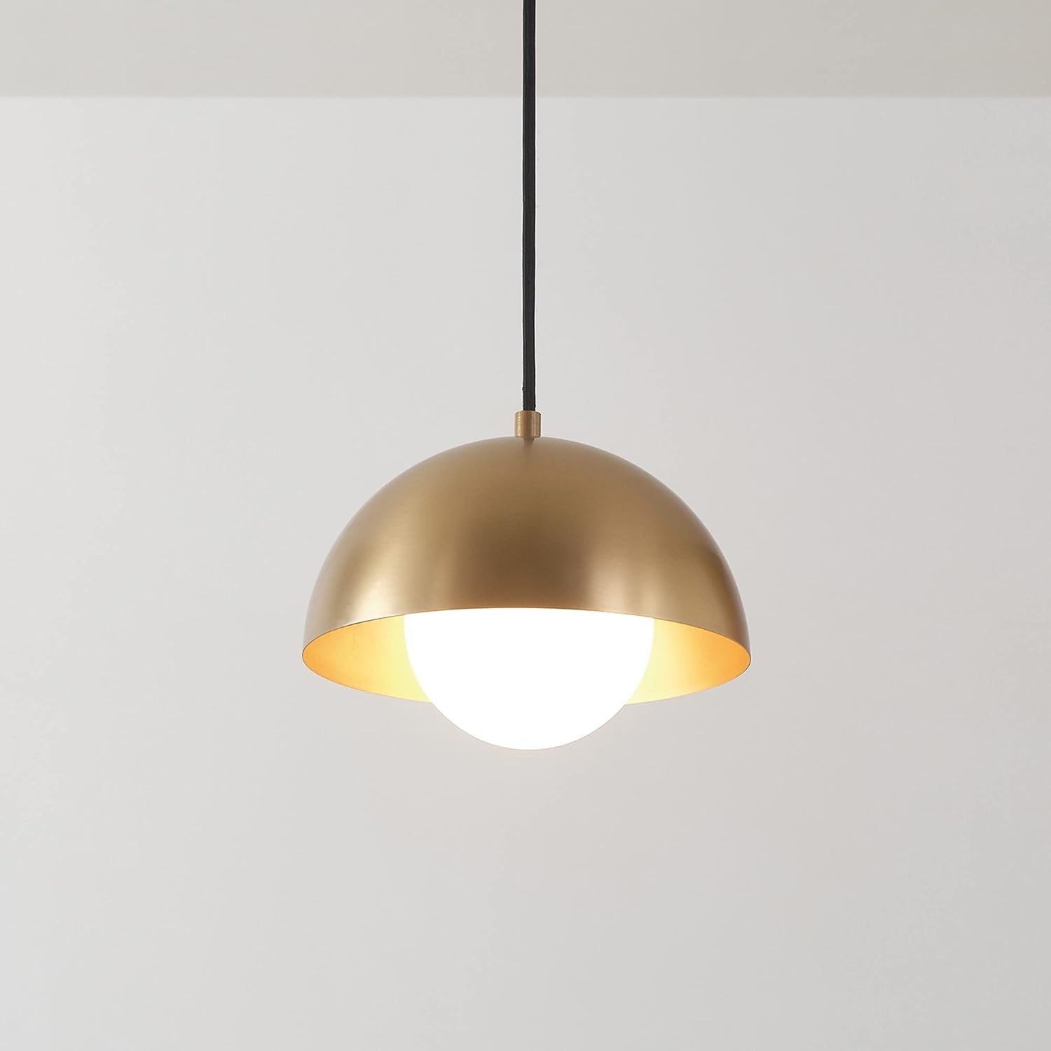 image:imageGlobe Electric 61261 1Light Pendant Lighting Matte Brass Black Cloth Cord 60W Vintage Edison Incandescent Bulb Included E26 Base Socket Kitchen Island Caf Decorative Ceiling Hanging LightAmelia Brass