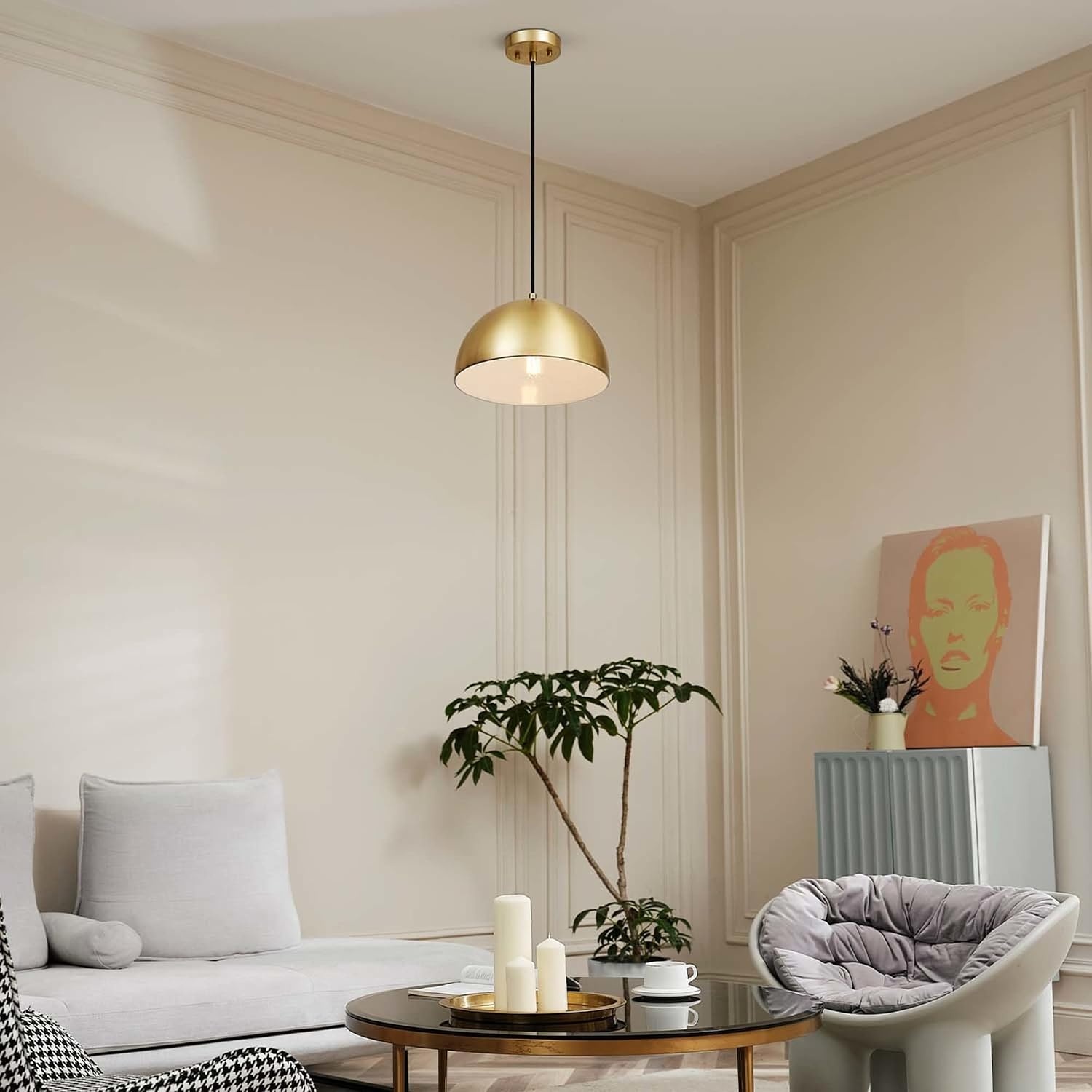 image:imageGlobe Electric 61261 1Light Pendant Lighting Matte Brass Black Cloth Cord 60W Vintage Edison Incandescent Bulb Included E26 Base Socket Kitchen Island Caf Decorative Ceiling Hanging LightHazel