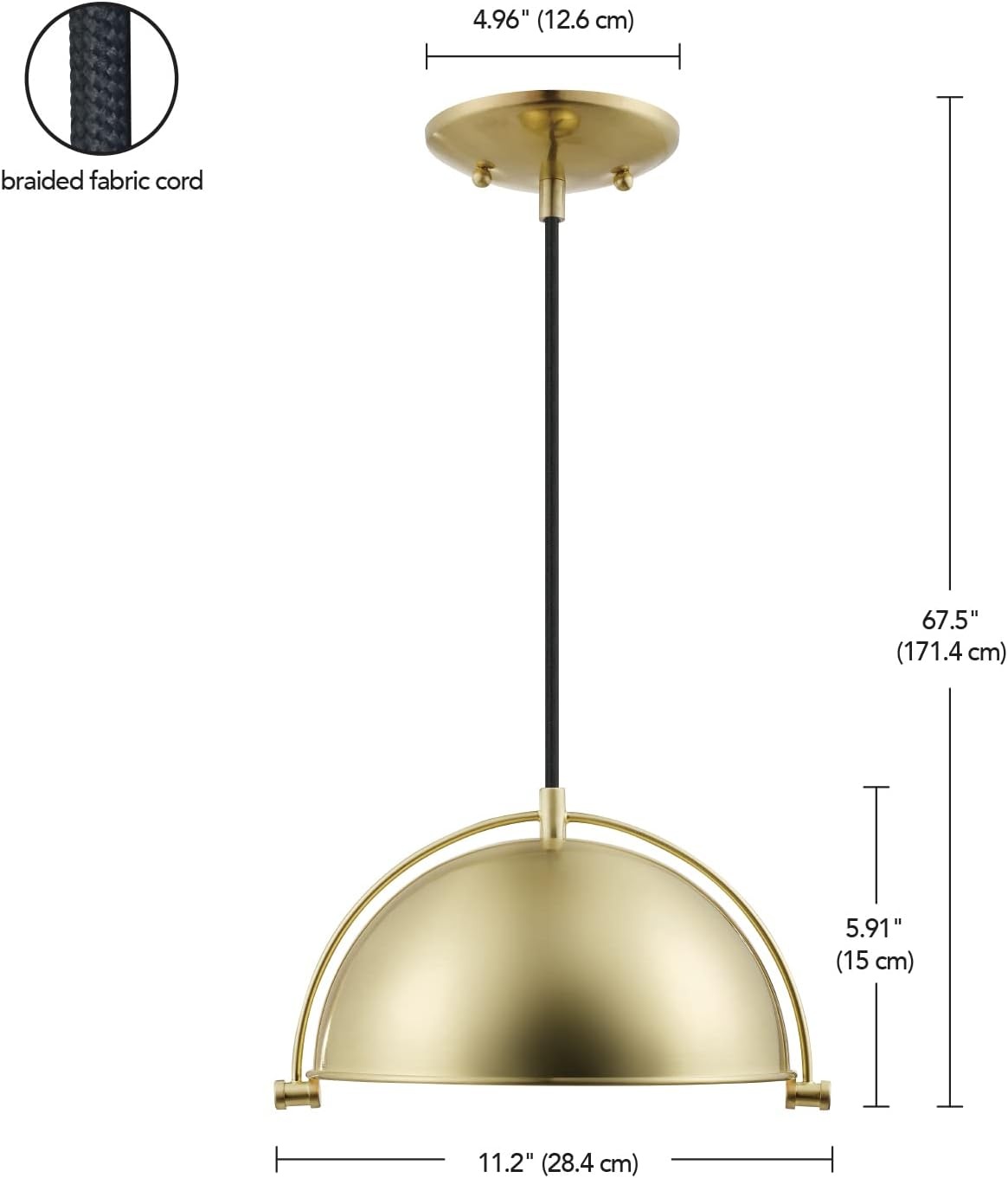 image:imageGlobe Electric 61261 1Light Pendant Lighting Matte Brass Black Cloth Cord 60W Vintage Edison Incandescent Bulb Included E26 Base Socket Kitchen Island Caf Decorative Ceiling Hanging LightDolores