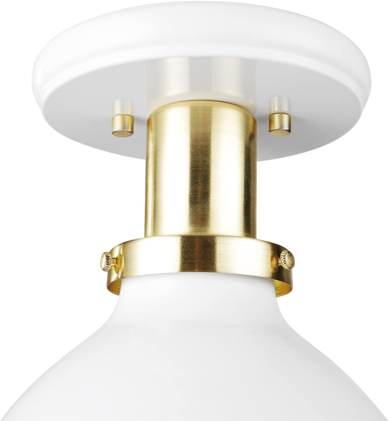 image:imageGlobe Electric 61262 1Light SemiFlush Mount Ceiling Light Matte White Gold Accent Bedroom Lighting Fixtures Ceiling Dining Room Fixture Timeless Lighting for Hallway Modern GlamMatte White