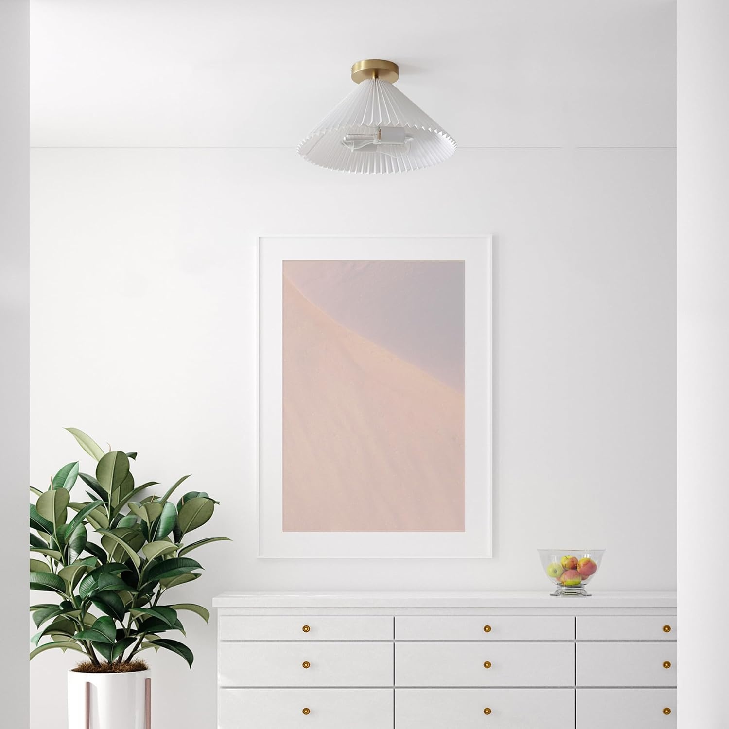 image:imageGlobe Electric 61262 1Light SemiFlush Mount Ceiling Light Matte White Gold Accent Bedroom Lighting Fixtures Ceiling Dining Room Fixture Timeless Lighting for Hallway Modern GlamBrass Flush