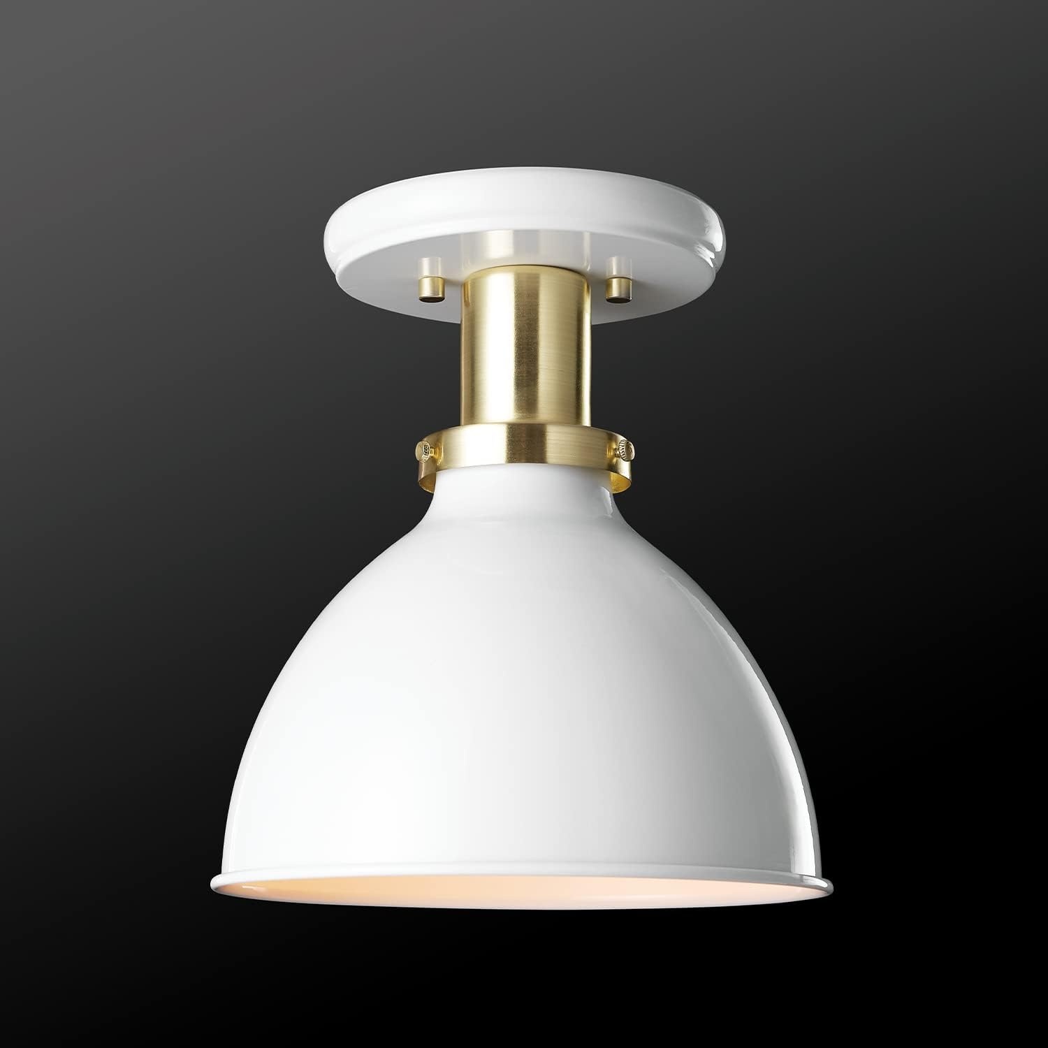 image:imageGlobe Electric 61262 1Light SemiFlush Mount Ceiling Light Matte White Gold Accent Bedroom Lighting Fixtures Ceiling Dining Room Fixture Timeless Lighting for Hallway Modern GlamMatte White