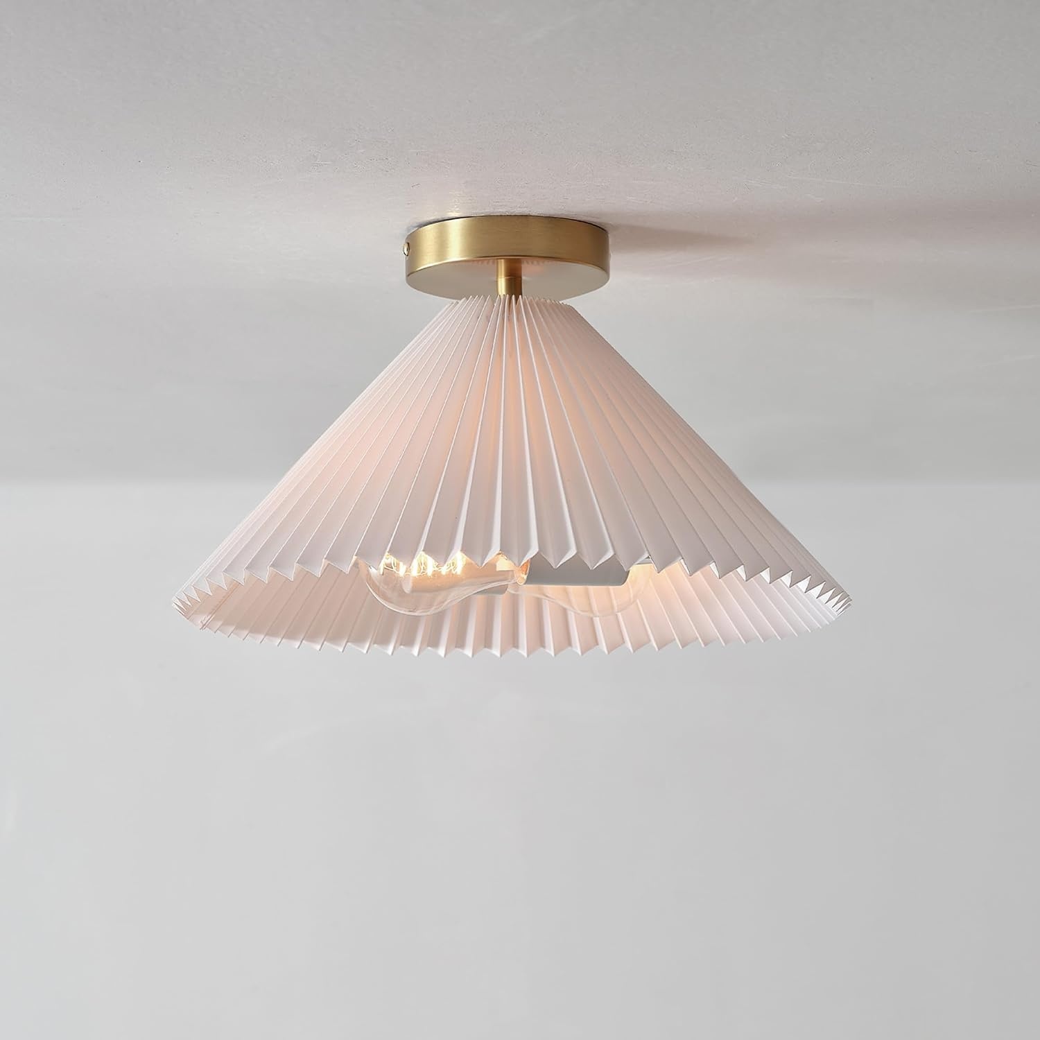 image:imageGlobe Electric 61262 1Light SemiFlush Mount Ceiling Light Matte White Gold Accent Bedroom Lighting Fixtures Ceiling Dining Room Fixture Timeless Lighting for Hallway Modern GlamBrass Flush