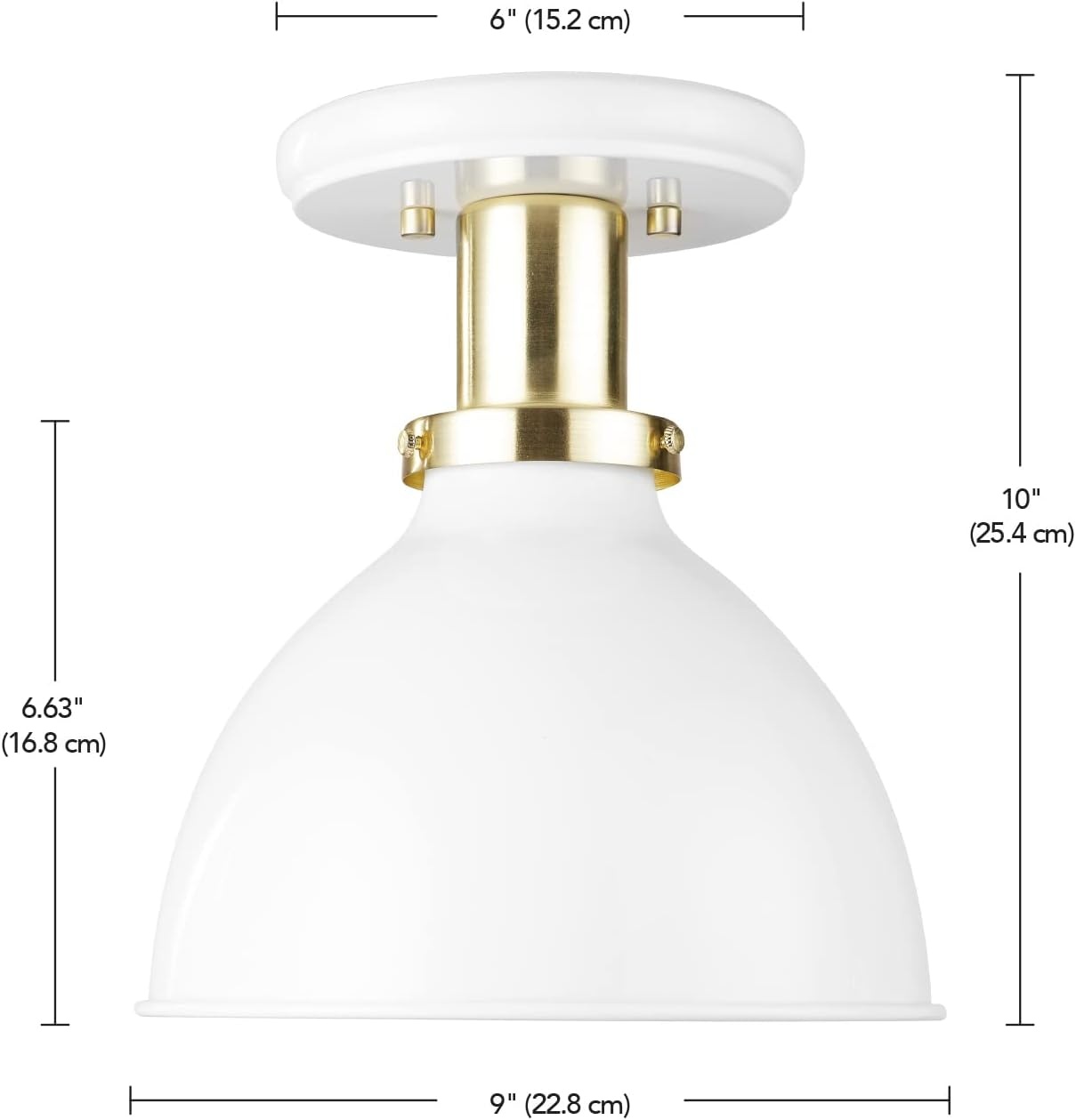 image:imageGlobe Electric 61262 1Light SemiFlush Mount Ceiling Light Matte White Gold Accent Bedroom Lighting Fixtures Ceiling Dining Room Fixture Timeless Lighting for Hallway Modern GlamMatte White
