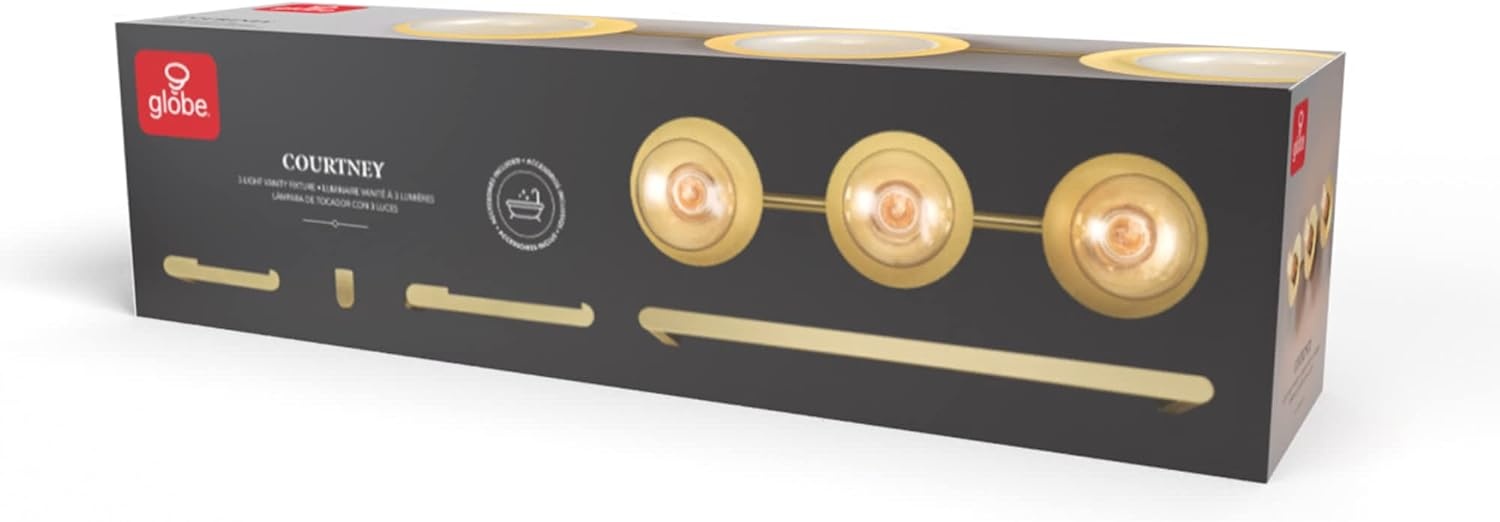 image:imageGlobe Electric 63000007 18 3Light Vanity Light Matte Brass Bulb Not IncludedCourtney
