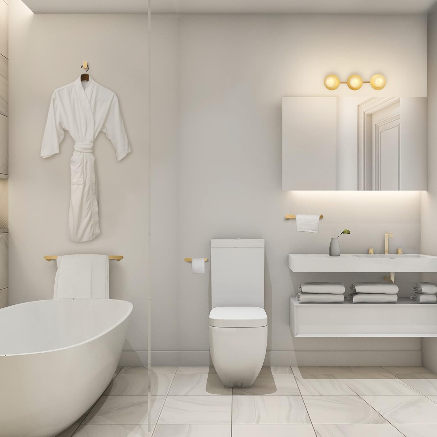 image:imageGlobe Electric 63000007 18 3Light Vanity Light Matte Brass Bulb Not IncludedCourtney