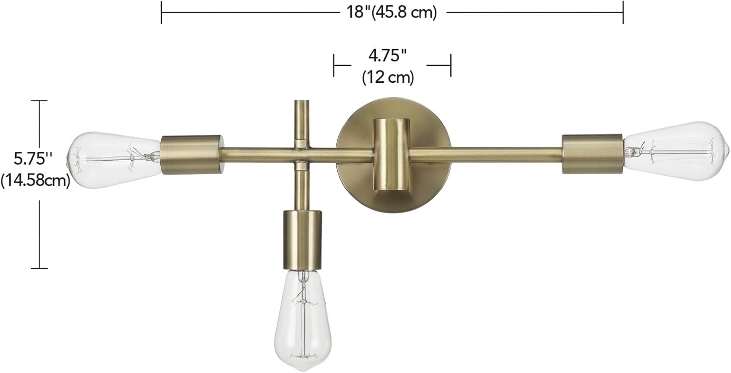 image:imageGlobe Electric 63000007 18 3Light Vanity Light Matte Brass Bulb Not IncludedHollins Brass
