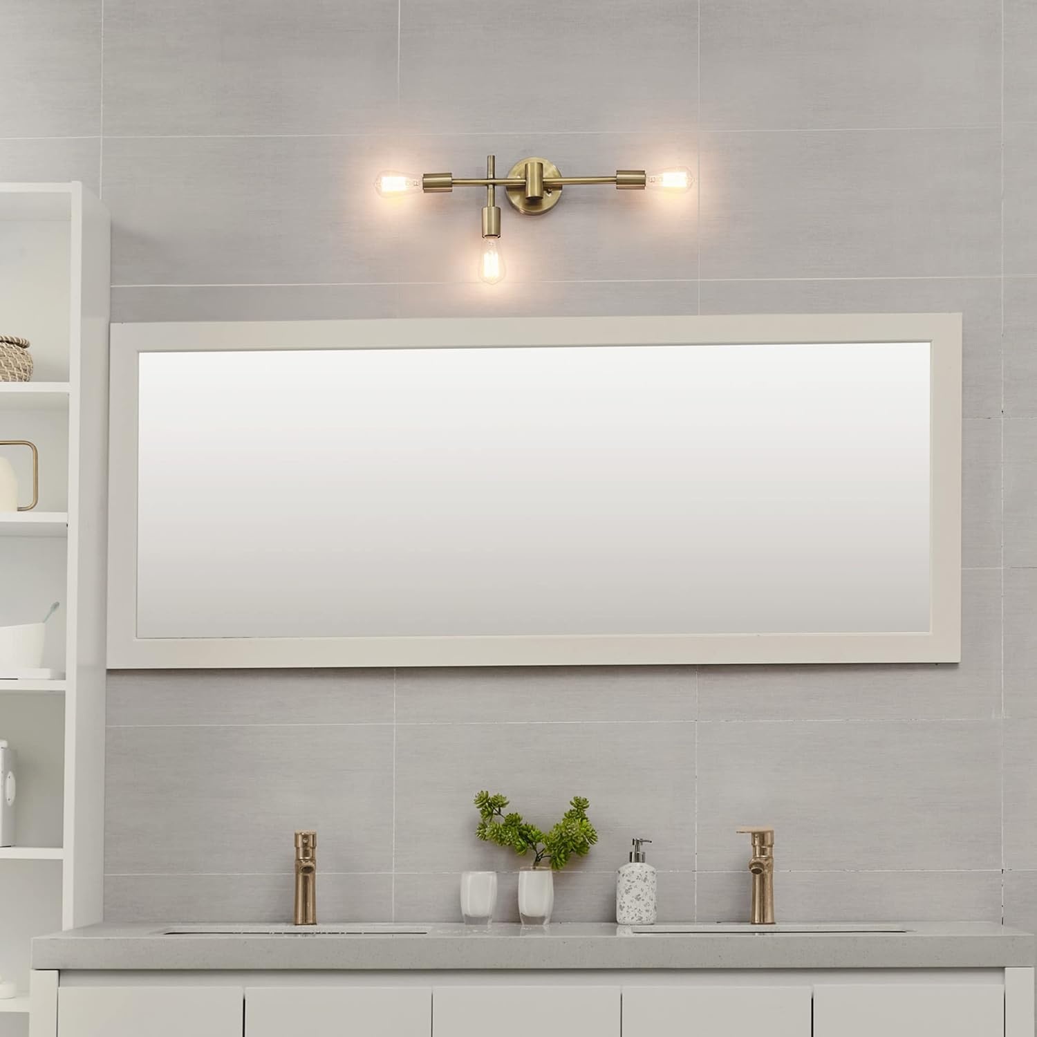 image:imageGlobe Electric 63000007 18 3Light Vanity Light Matte Brass Bulb Not IncludedHollins Brass