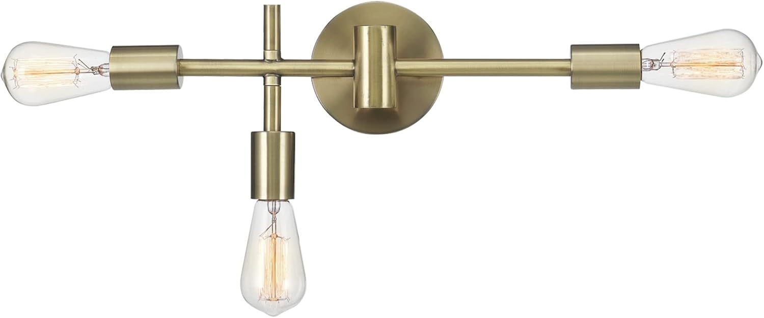 image:imageGlobe Electric 63000007 18 3Light Vanity Light Matte Brass Bulb Not IncludedHollins Brass