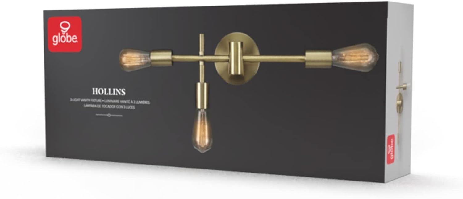 image:imageGlobe Electric 63000007 18 3Light Vanity Light Matte Brass Bulb Not IncludedHollins Brass
