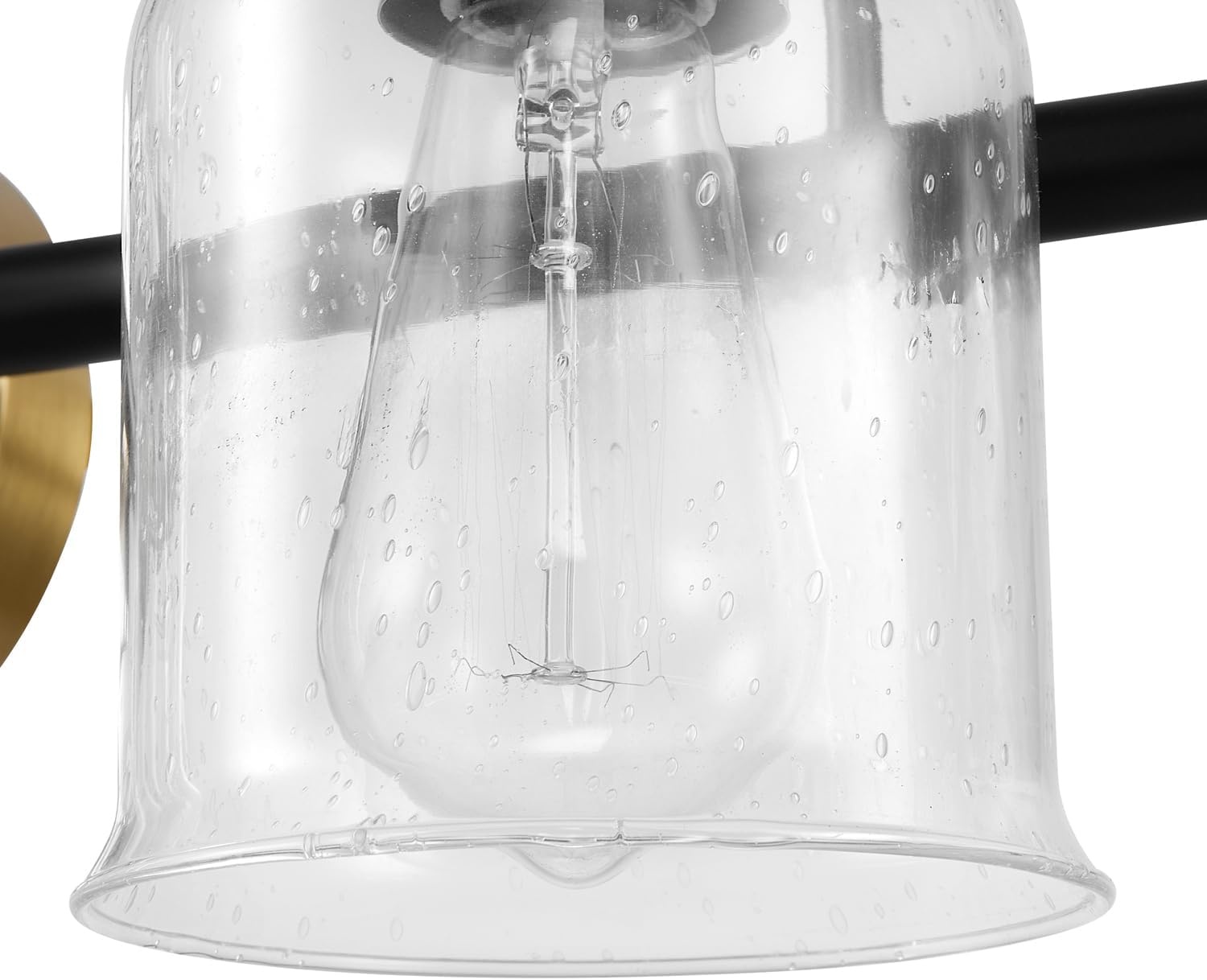 image:imageGlobe Electric 63000200 22 3Light Vanity Light Matte Black Matte Brass Accents Glass Shades Beauty Room Accessories Lights for Bathroom Powder Room Lighting Bathroom Lights Over MirrorMatte Black Seeded Glass