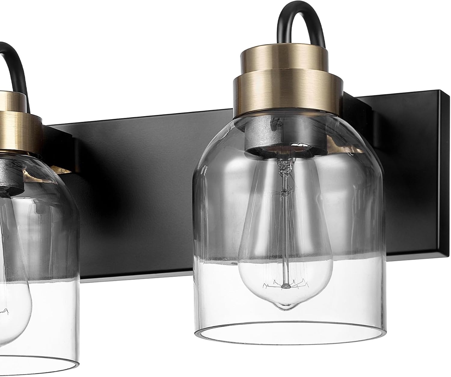 image:imageGlobe Electric 63000200 22 3Light Vanity Light Matte Black Matte Brass Accents Glass Shades Beauty Room Accessories Lights for Bathroom Powder Room Lighting Bathroom Lights Over MirrorTerra Black