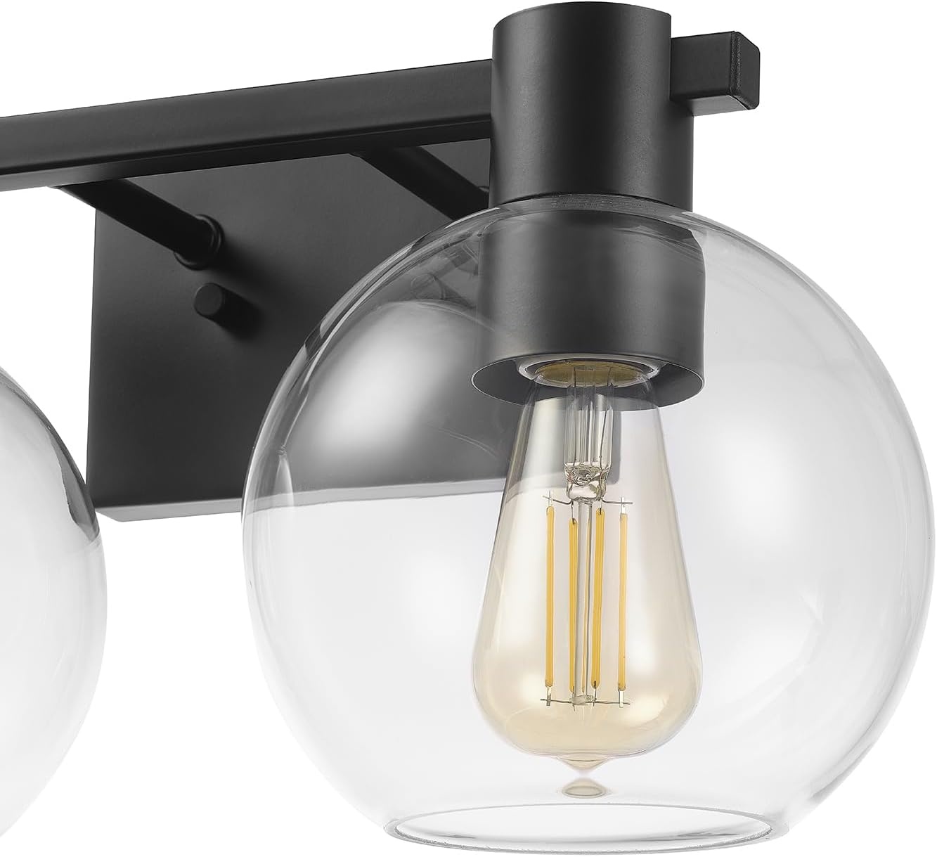image:imageGlobe Electric 63000200 22 3Light Vanity Light Matte Black Matte Brass Accents Glass Shades Beauty Room Accessories Lights for Bathroom Powder Room Lighting Bathroom Lights Over MirrorMatte Black
