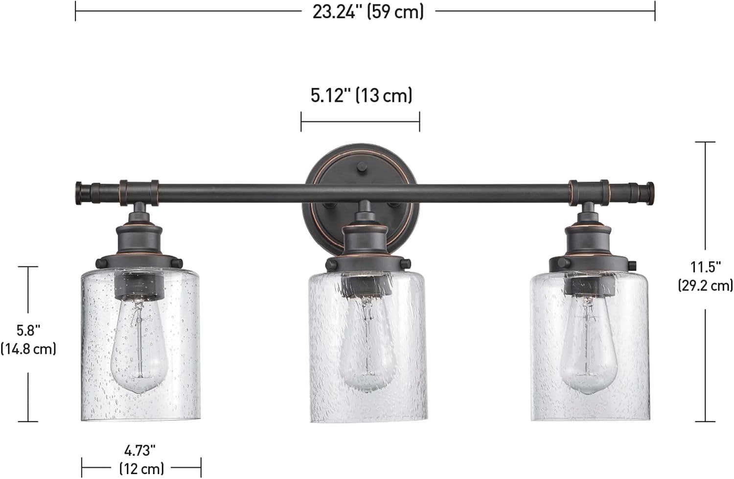 image:imageGlobe Electric 63000200 22 3Light Vanity Light Matte Black Matte Brass Accents Glass Shades Beauty Room Accessories Lights for Bathroom Powder Room Lighting Bathroom Lights Over MirrorCamden Bronze