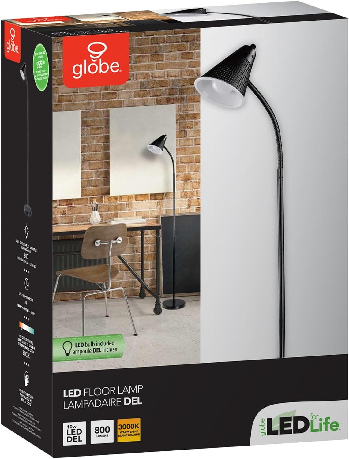 image:imageGlobe Electric 63361 Gatineau 71 Dark Bronze Floor Lamp with Alabaster Glass ShadeMinimalist