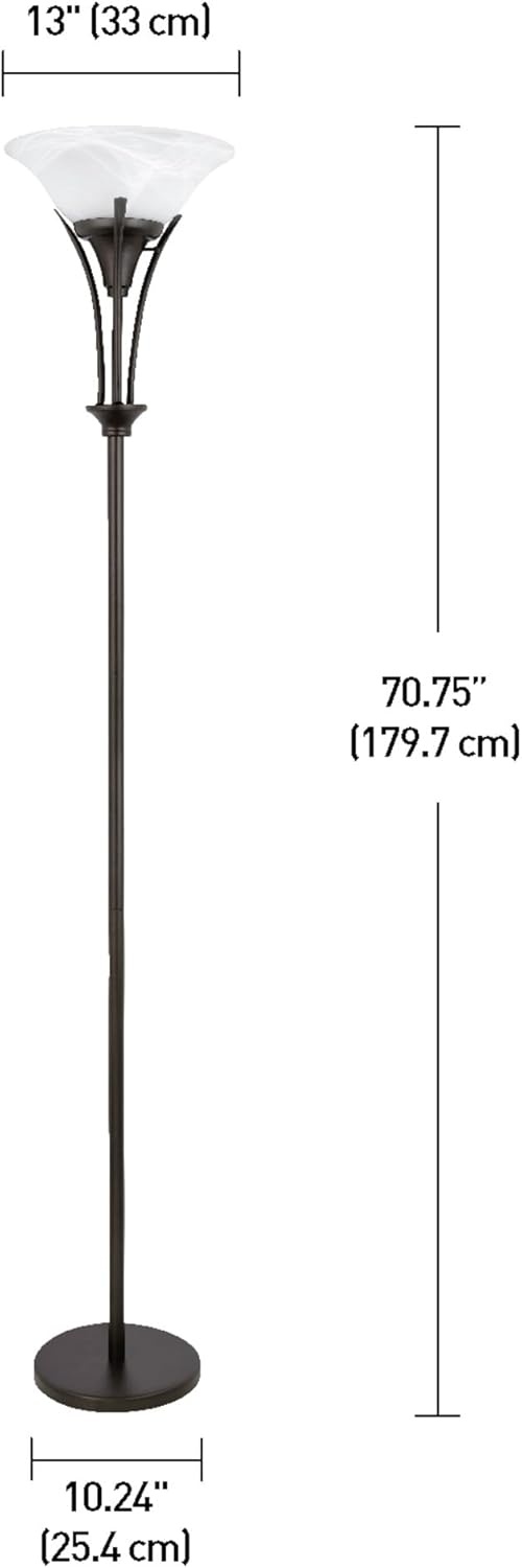 image:imageGlobe Electric 63361 Gatineau 71 Dark Bronze Floor Lamp with Alabaster Glass ShadeRustic