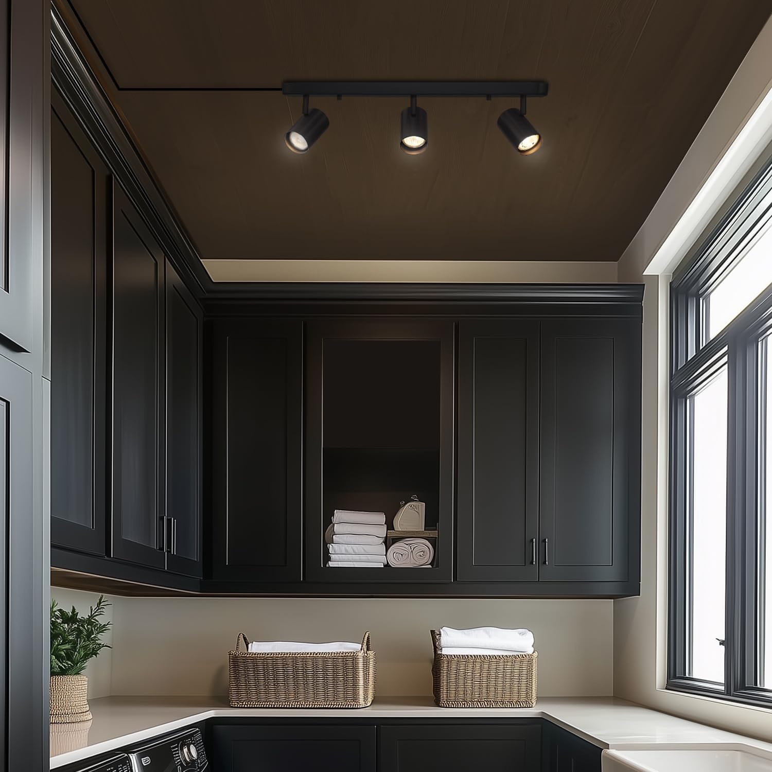 image:imageGlobe Electric 64000047 22 4Light Plugin Track Lighting Matte Black Pivoting Heads inLine OnOff Switch Minimalist Ceiling Light Fixture for Kitchen Island Hallway or Dining RoomDale Black