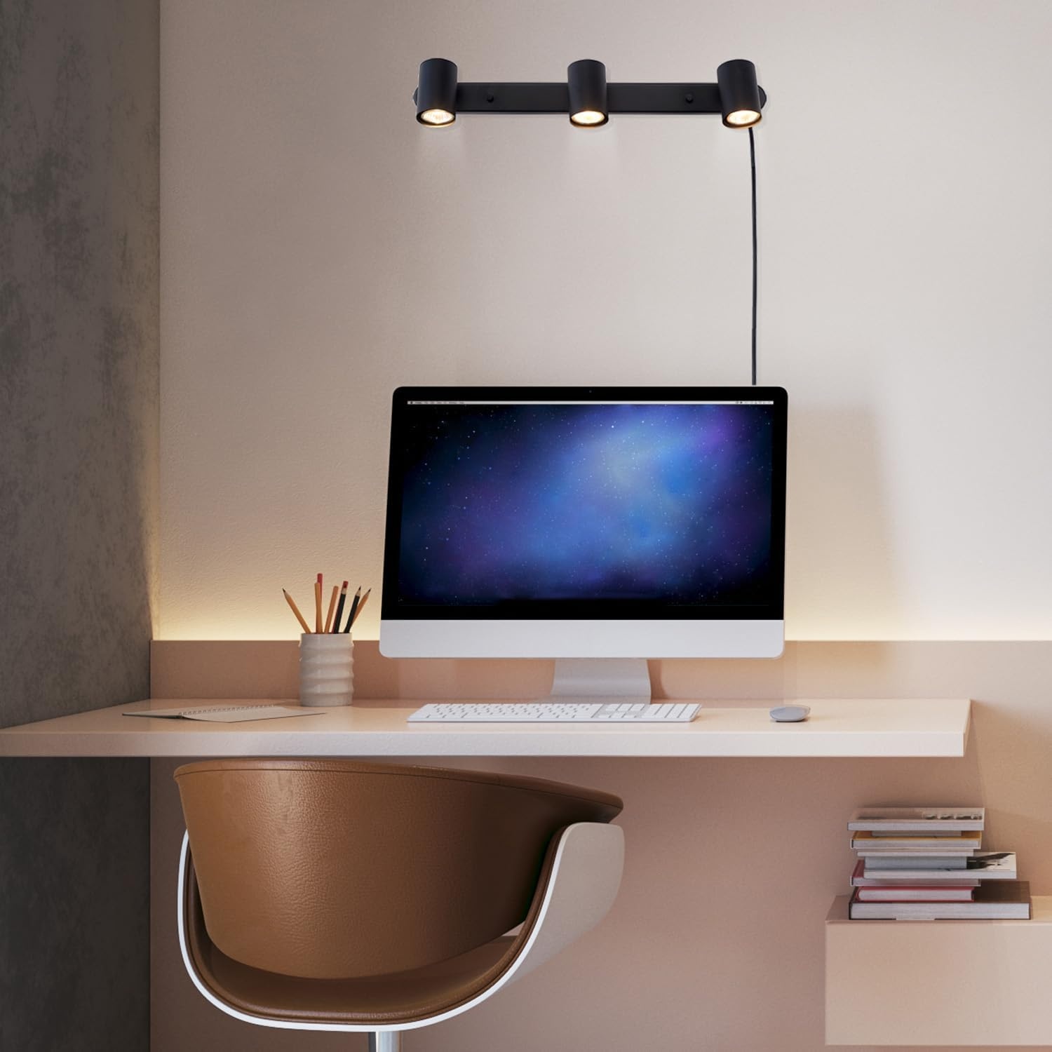 image:imageGlobe Electric 64000047 22 4Light Plugin Track Lighting Matte Black Pivoting Heads inLine OnOff Switch Minimalist Ceiling Light Fixture for Kitchen Island Hallway or Dining RoomDale Black
