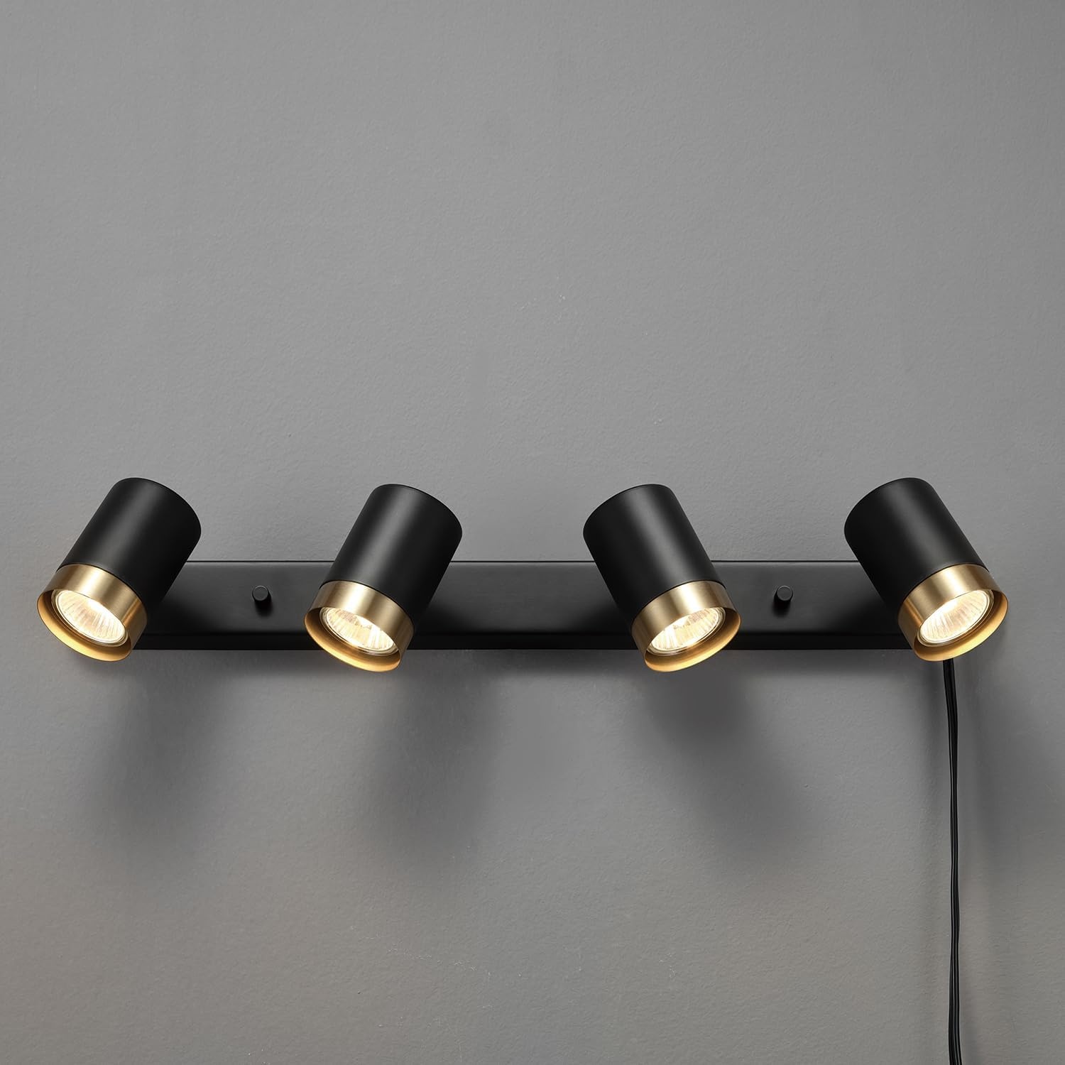 image:imageGlobe Electric 64000047 22 4Light Plugin Track Lighting Matte Black Pivoting Heads inLine OnOff Switch Minimalist Ceiling Light Fixture for Kitchen Island Hallway or Dining RoomDale BlackBrass