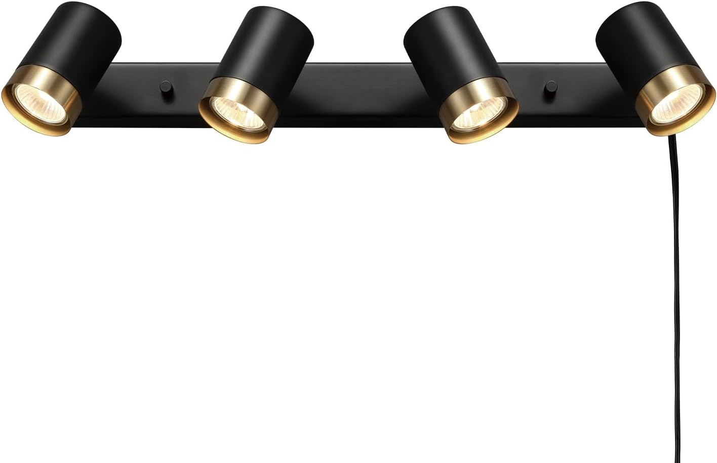 image:imageGlobe Electric 64000047 22 4Light Plugin Track Lighting Matte Black Pivoting Heads inLine OnOff Switch Minimalist Ceiling Light Fixture for Kitchen Island Hallway or Dining RoomDale BlackBrass