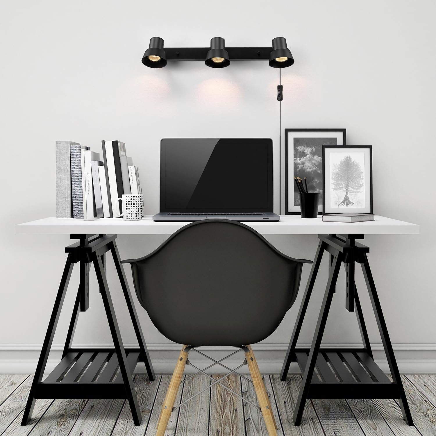 image:imageGlobe Electric 64000047 22 4Light Plugin Track Lighting Matte Black Pivoting Heads inLine OnOff Switch Minimalist Ceiling Light Fixture for Kitchen Island Hallway or Dining RoomEdwards Black