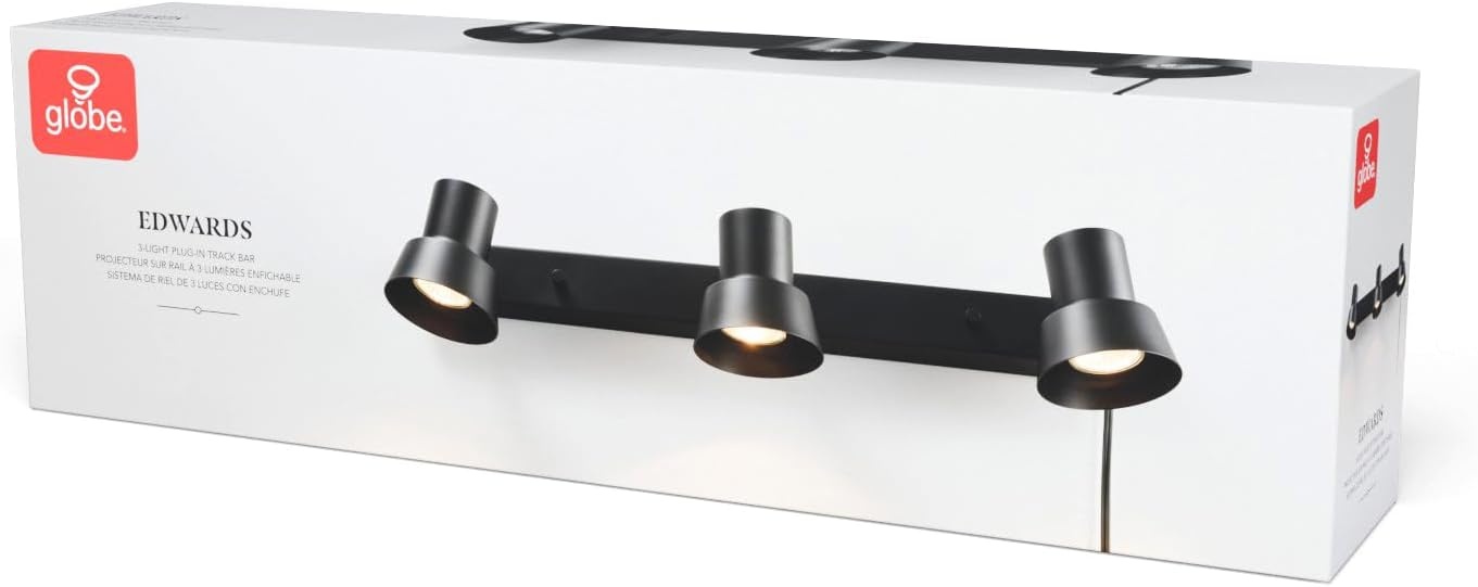 image:imageGlobe Electric 64000047 22 4Light Plugin Track Lighting Matte Black Pivoting Heads inLine OnOff Switch Minimalist Ceiling Light Fixture for Kitchen Island Hallway or Dining RoomEdwards Black