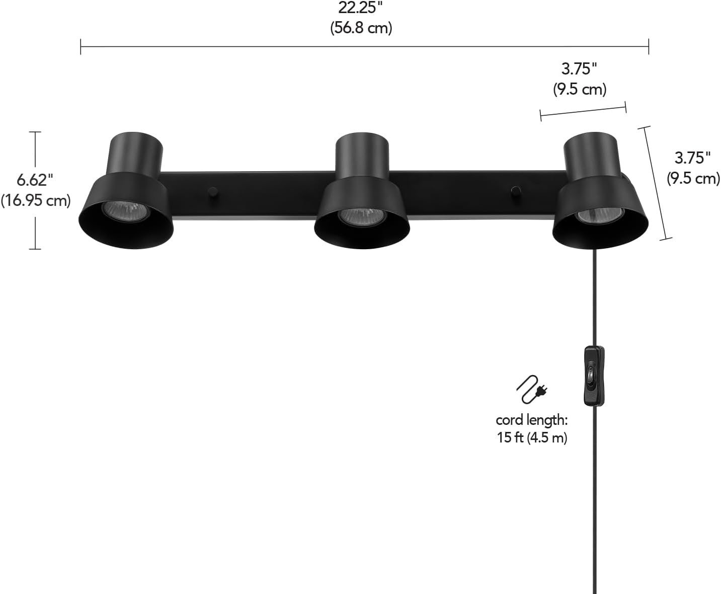 image:imageGlobe Electric 64000047 22 4Light Plugin Track Lighting Matte Black Pivoting Heads inLine OnOff Switch Minimalist Ceiling Light Fixture for Kitchen Island Hallway or Dining RoomEdwards Black