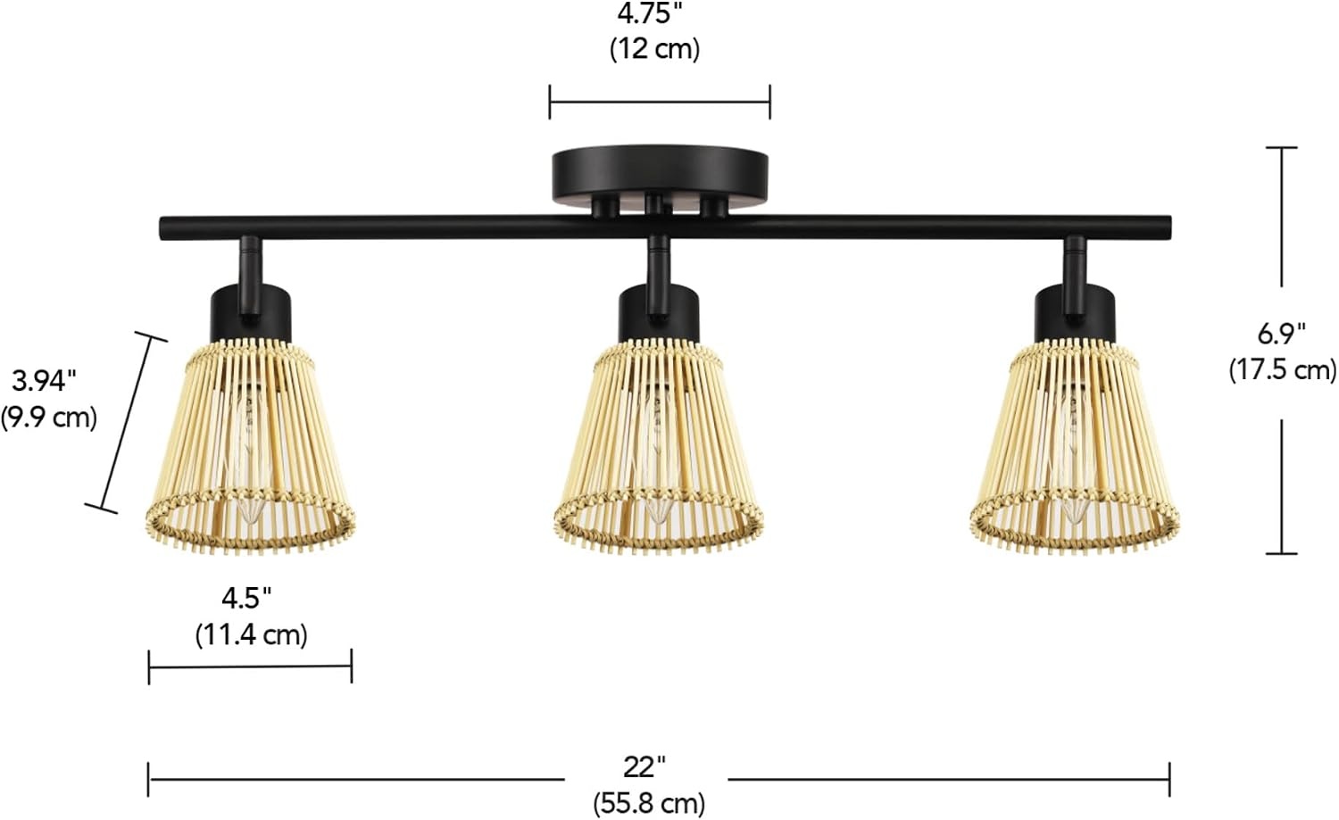 image:imageGlobe Electric 64000050 28 4Light Track Lighting Matte White Natural Twine Shades Ceiling Light Pivot Shade Kitchen Lights 4 Bulb TrackLightBlack Bamboo
