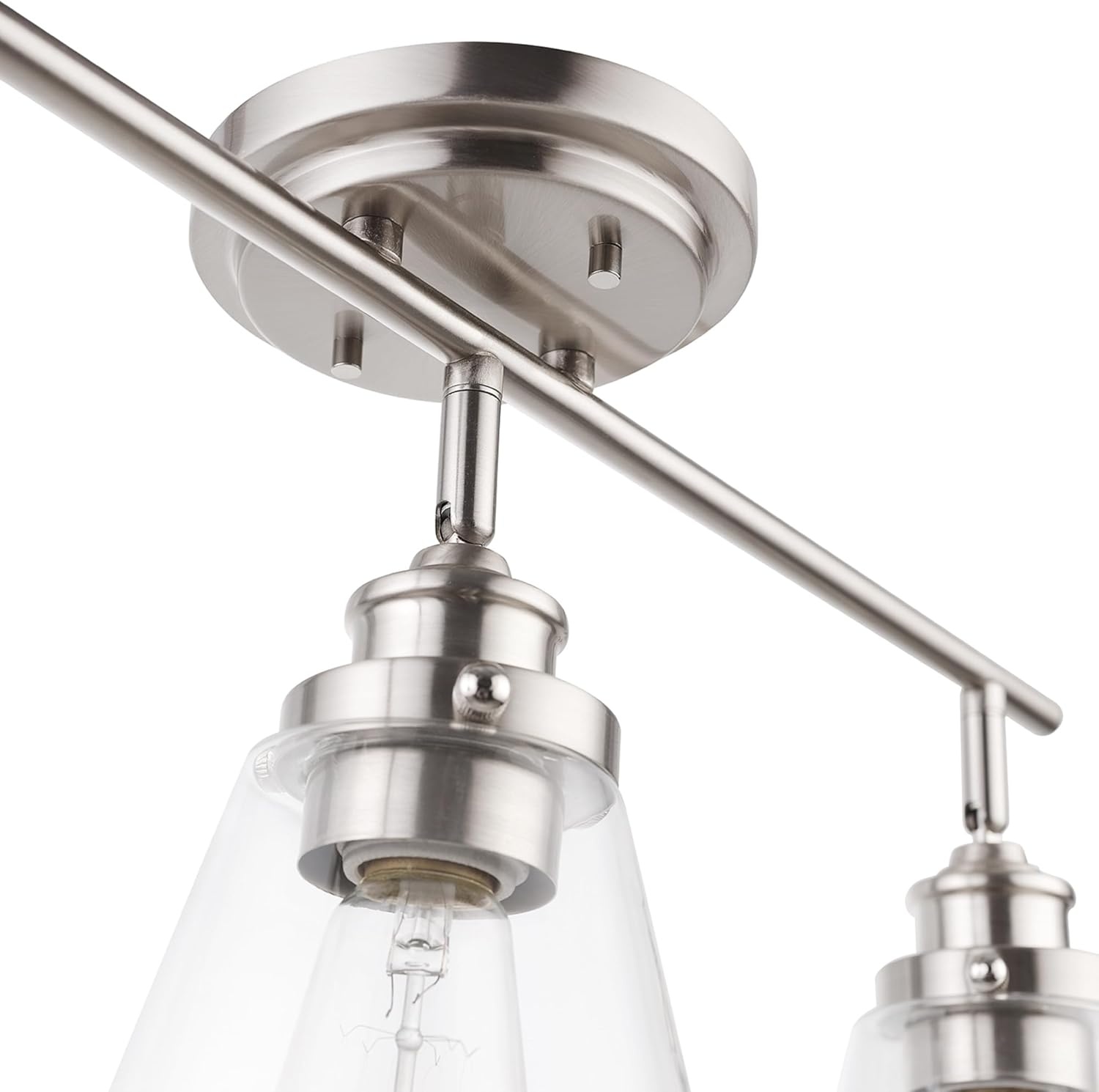 image:imageGlobe Electric 64000050 28 4Light Track Lighting Matte White Natural Twine Shades Ceiling Light Pivot Shade Kitchen Lights 4 Bulb TrackLightBrushed Nickel