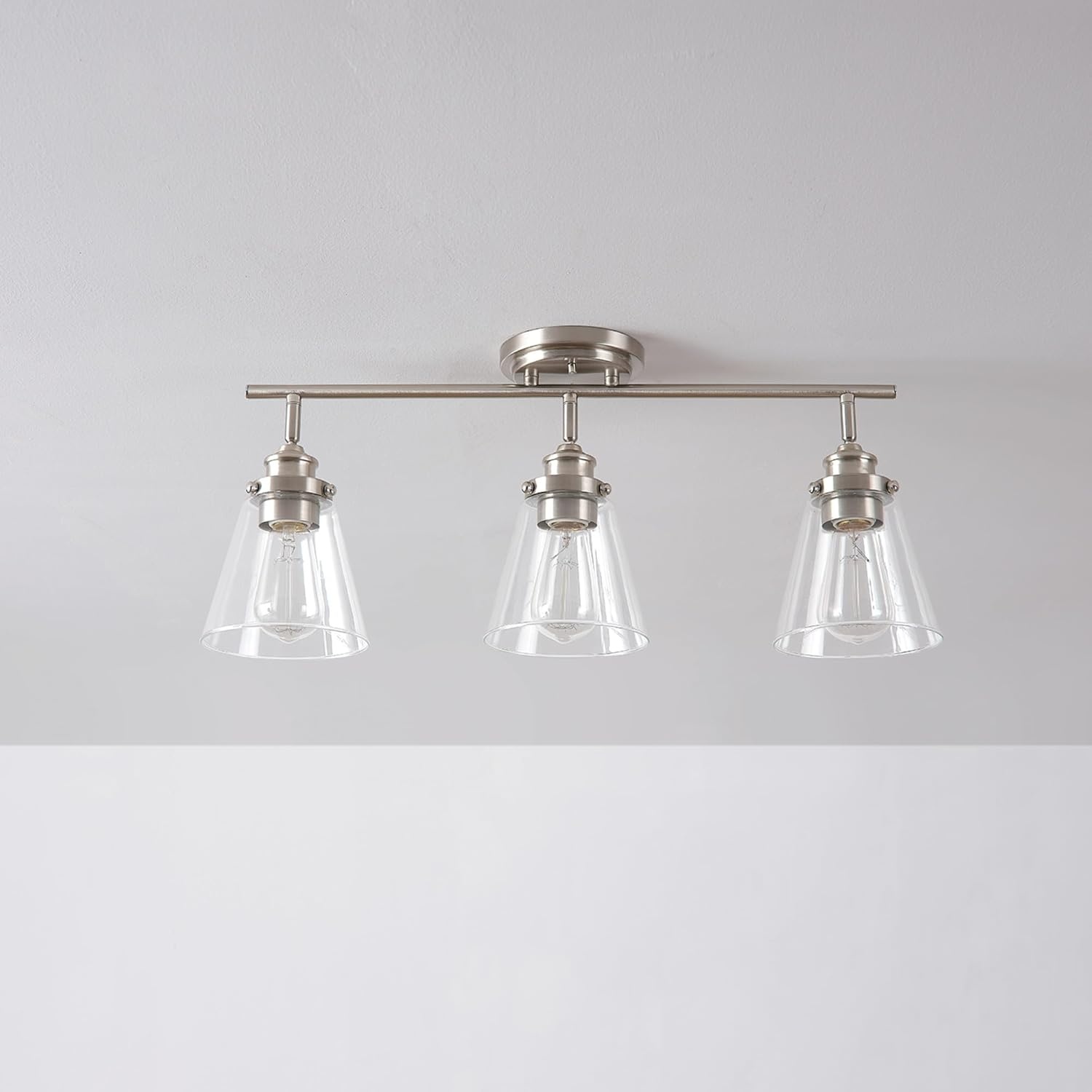 image:imageGlobe Electric 64000050 28 4Light Track Lighting Matte White Natural Twine Shades Ceiling Light Pivot Shade Kitchen Lights 4 Bulb TrackLightBrushed Nickel