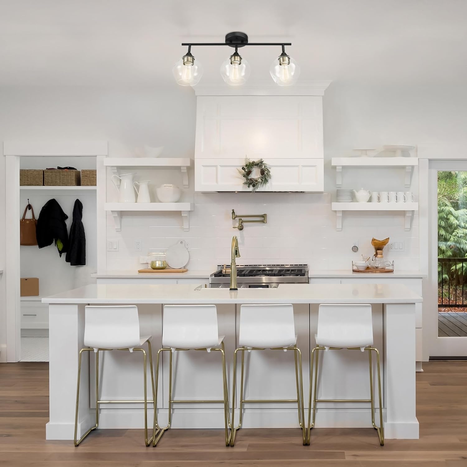 image:imageGlobe Electric 64000050 28 4Light Track Lighting Matte White Natural Twine Shades Ceiling Light Pivot Shade Kitchen Lights 4 Bulb TrackLightMatte Black