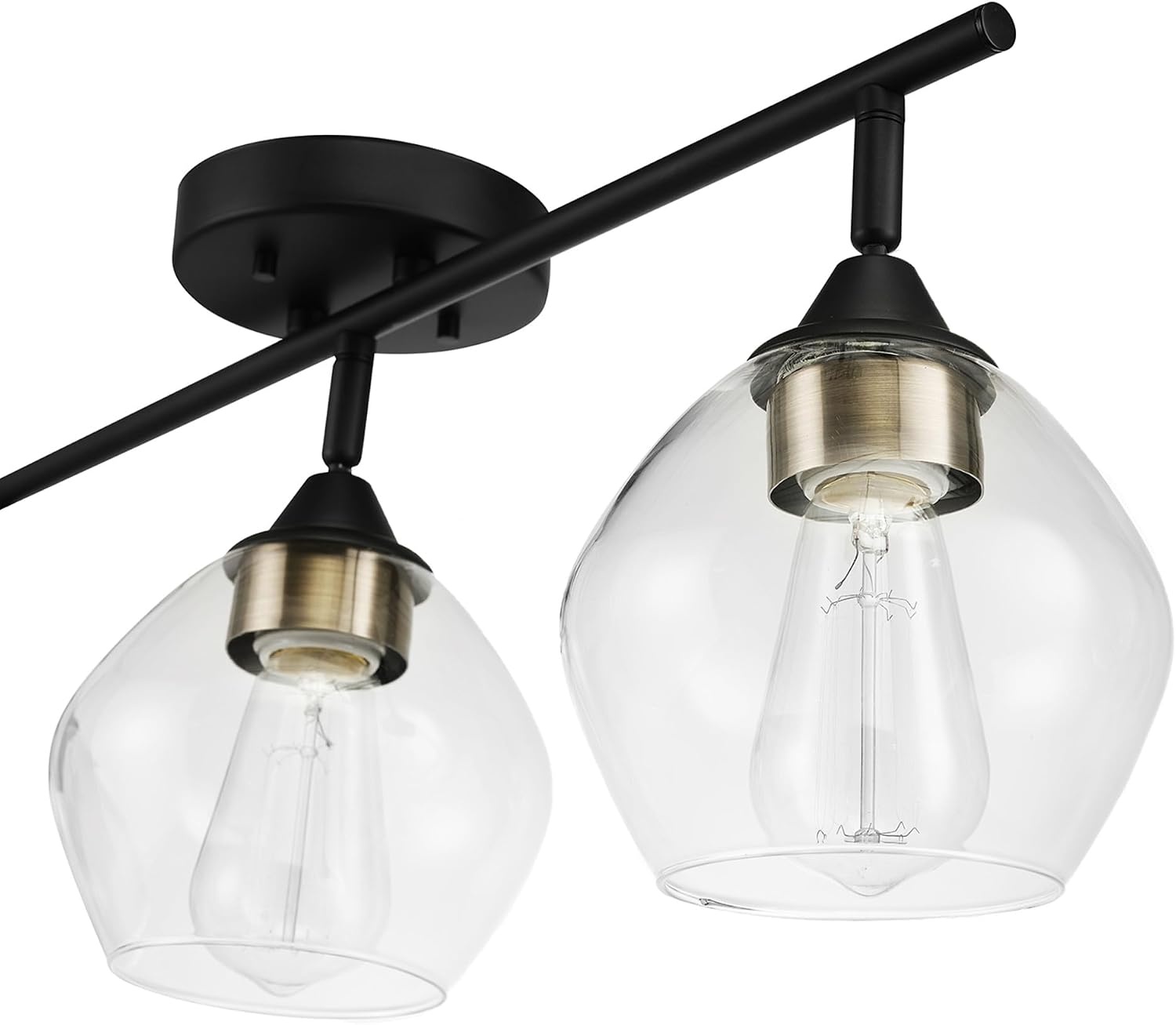 image:imageGlobe Electric 64000050 28 4Light Track Lighting Matte White Natural Twine Shades Ceiling Light Pivot Shade Kitchen Lights 4 Bulb TrackLightMatte Black