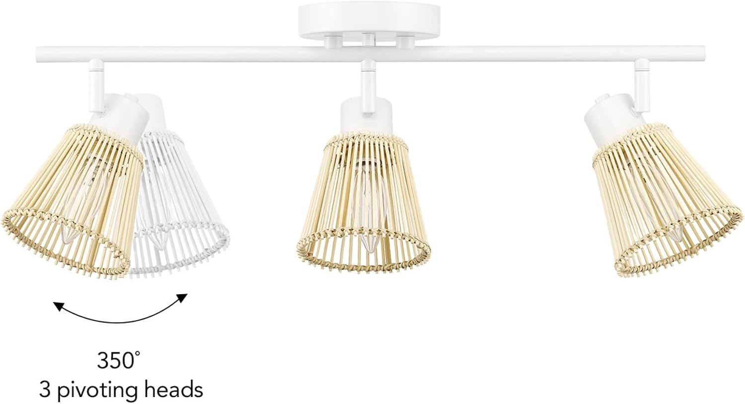 image:imageGlobe Electric 64000050 28 4Light Track Lighting Matte White Natural Twine Shades Ceiling Light Pivot Shade Kitchen Lights 4 Bulb TrackLightWhite Bamboo