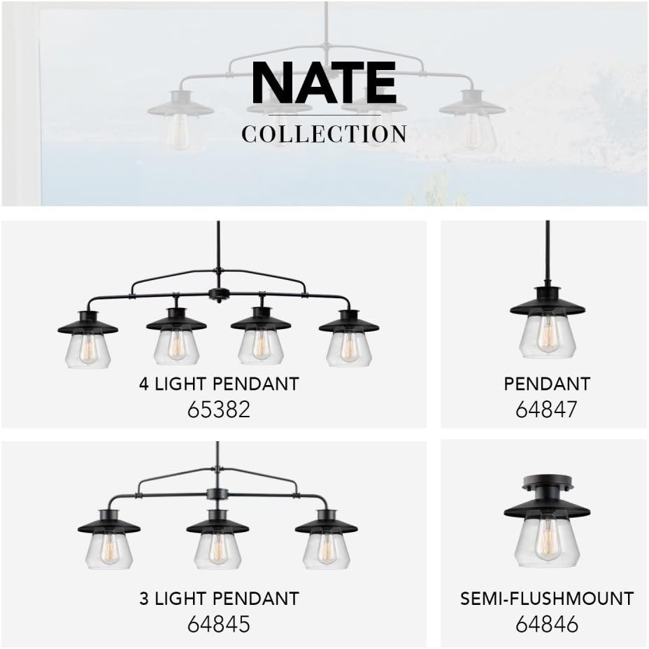 image:imageGlobe Electric 64847 Nate 1Light Pendant Oil Rubbed Bronze Clear Glass ShadeOil Rubbed Bronze 1Light