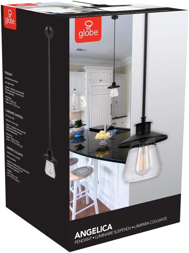 image:imageGlobe Electric 64847 Nate 1Light Pendant Oil Rubbed Bronze Clear Glass ShadeOil Rubbed Bronze 1Light