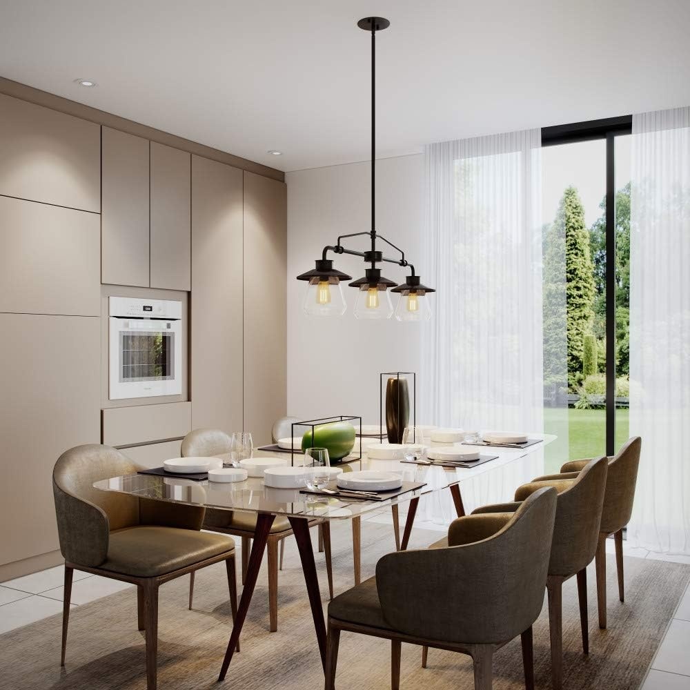 image:imageGlobe Electric 64847 Nate 1Light Pendant Oil Rubbed Bronze Clear Glass ShadeOil Rubbed Bronze 3Light